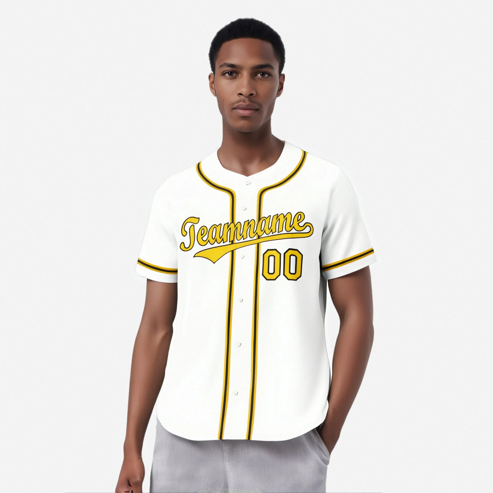 Custom White Yellow Black Authentic Baseball Jersey