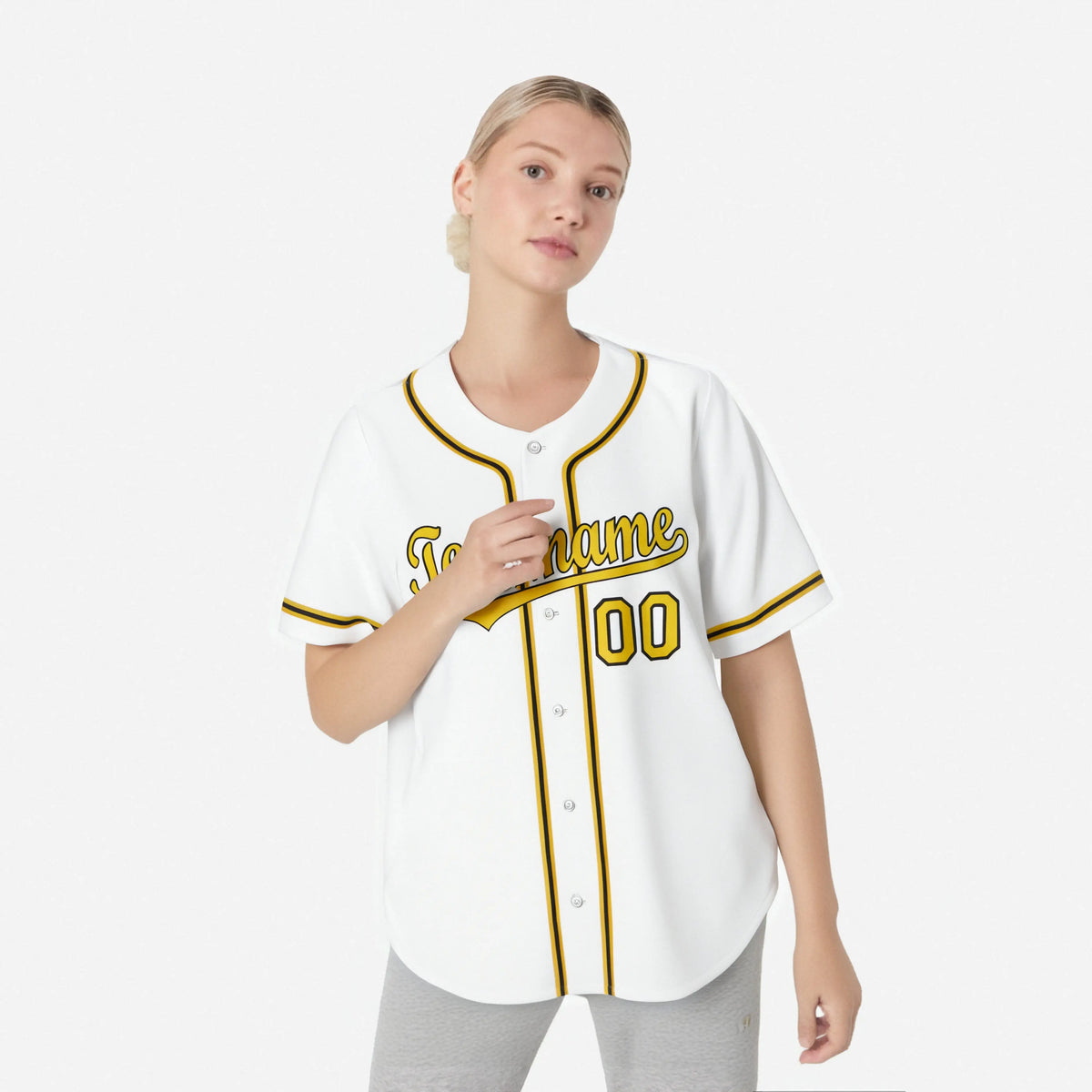 Custom White Yellow Black Authentic Baseball Jersey