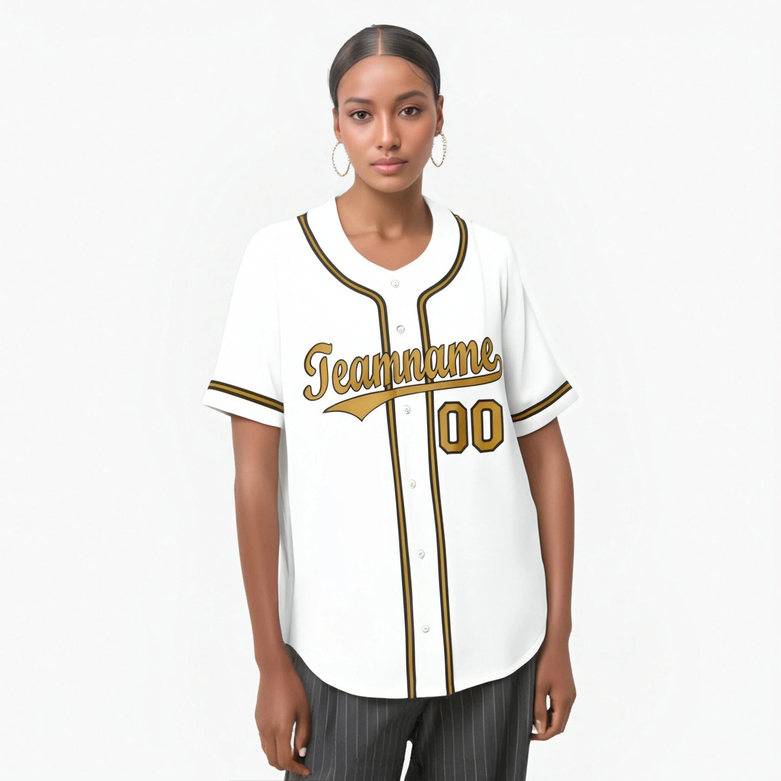 Custom White Old Gold Black Authentic Baseball Jersey