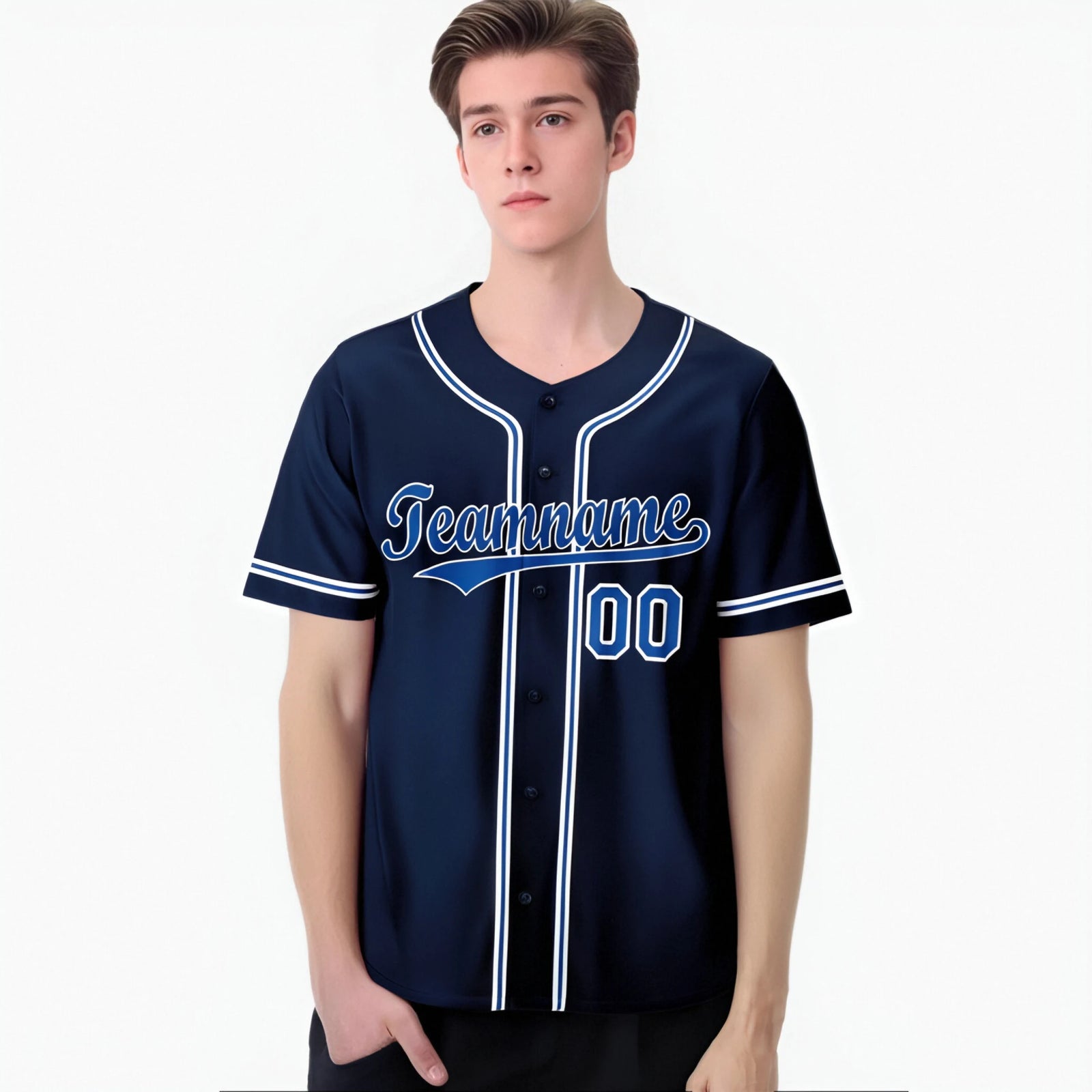 Custom Navy Blue White Authentic Baseball Jersey