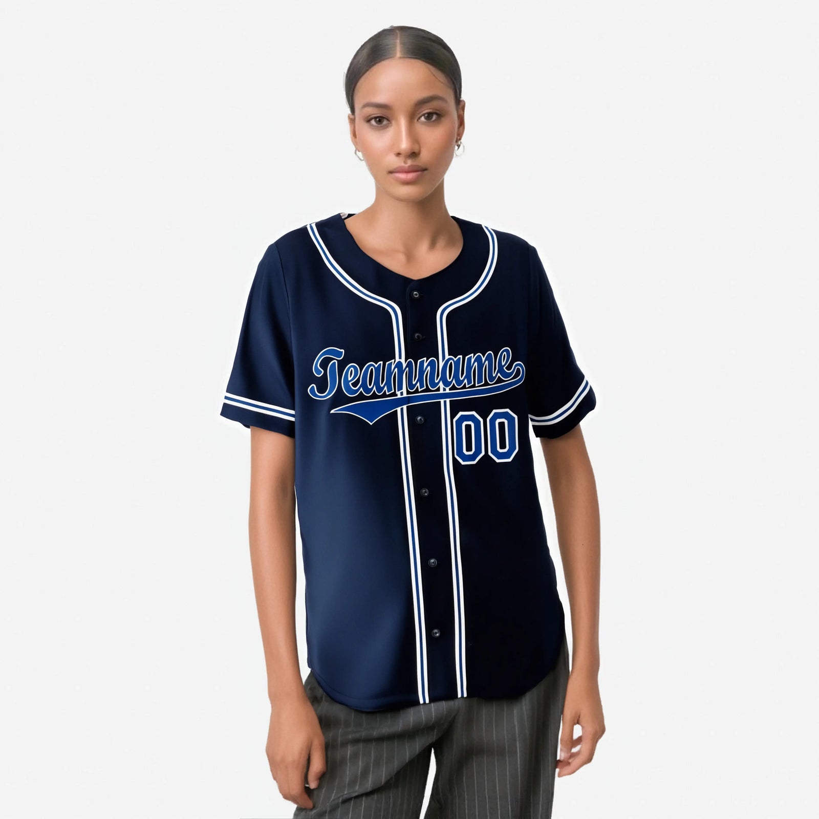 Custom Navy Blue White Authentic Baseball Jersey