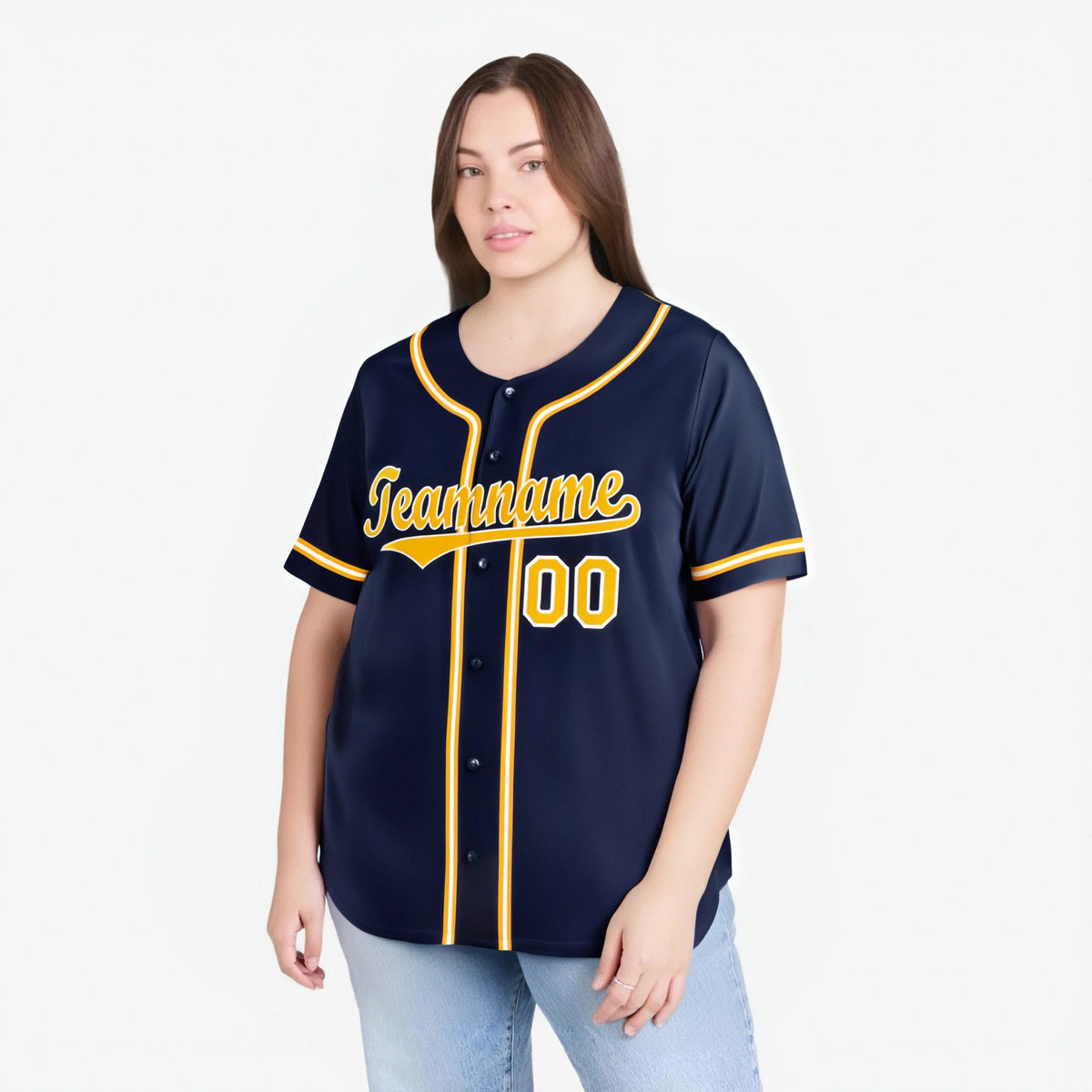 Custom Navy Yellow White Authentic Baseball Jersey
