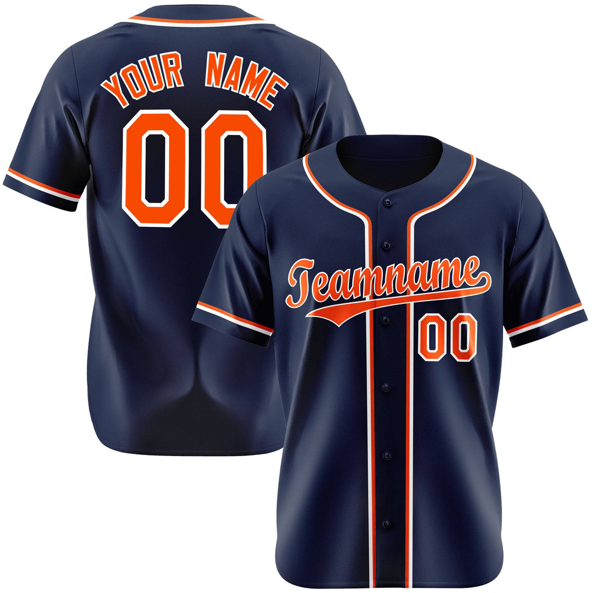 Custom Navy Orange White Authentic Baseball Jersey