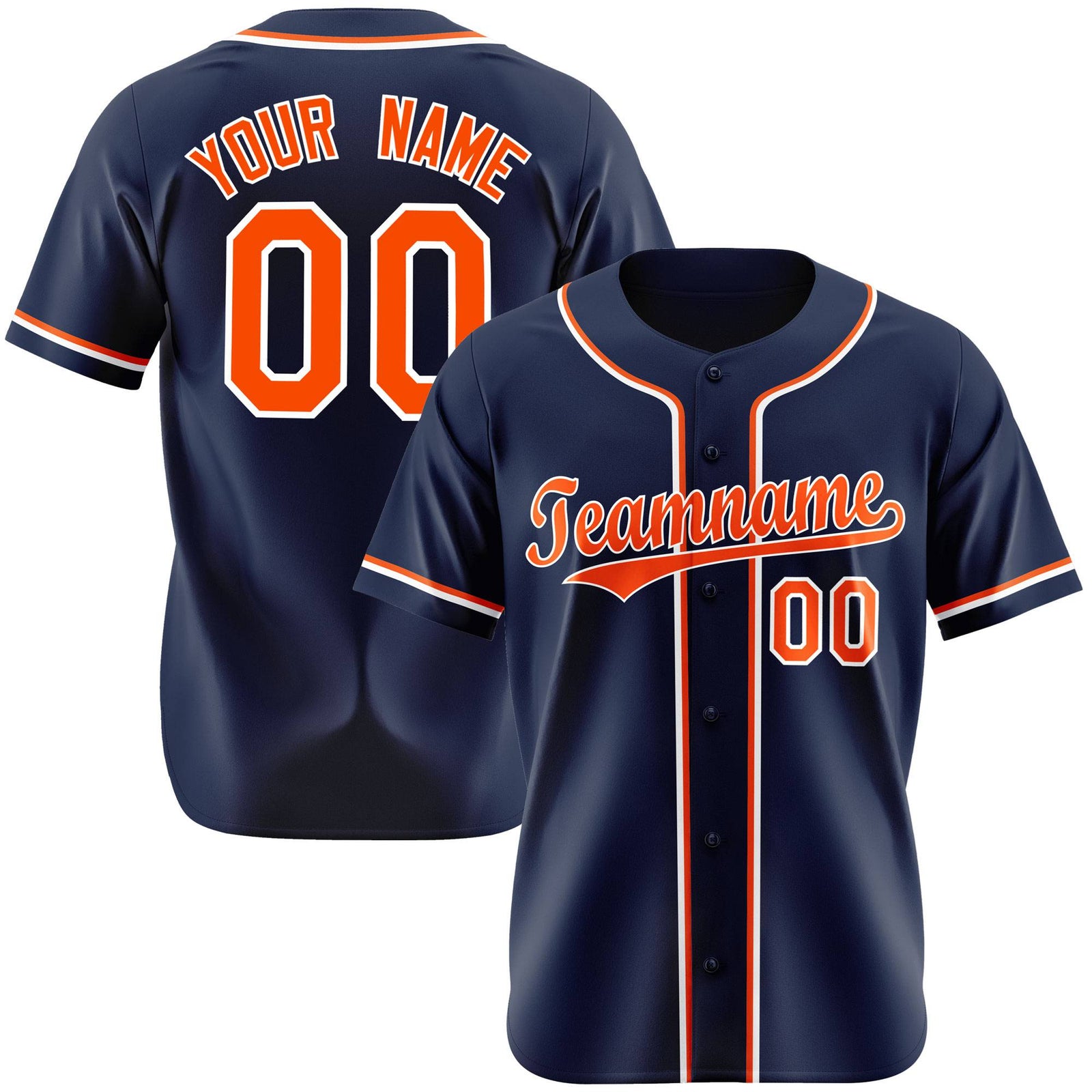 Custom Navy Orange White Authentic Baseball Jersey