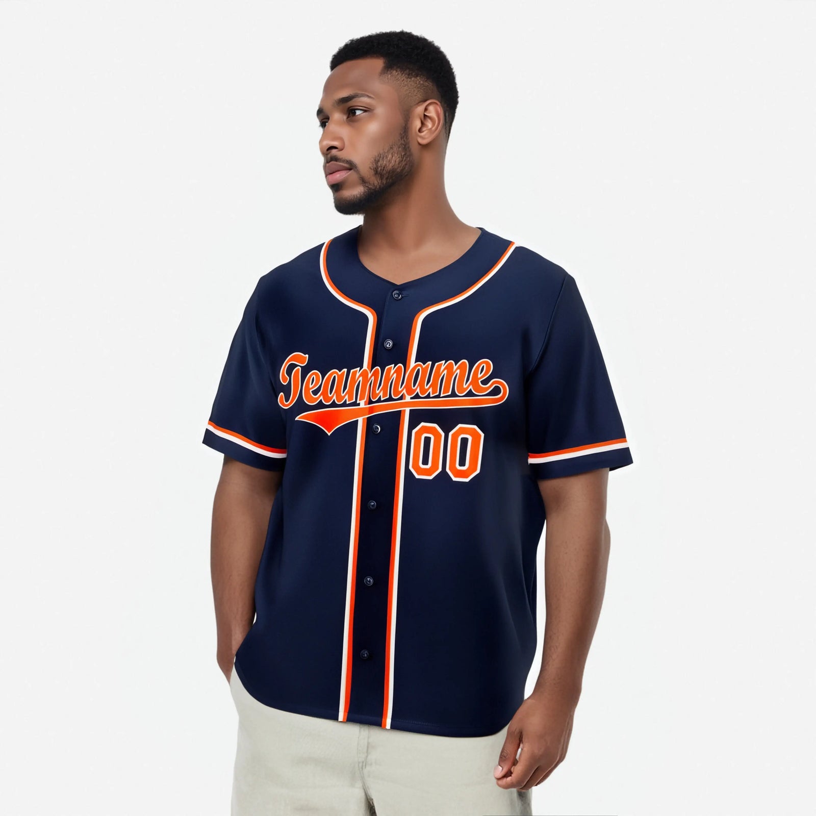 Custom Navy Orange White Authentic Baseball Jersey