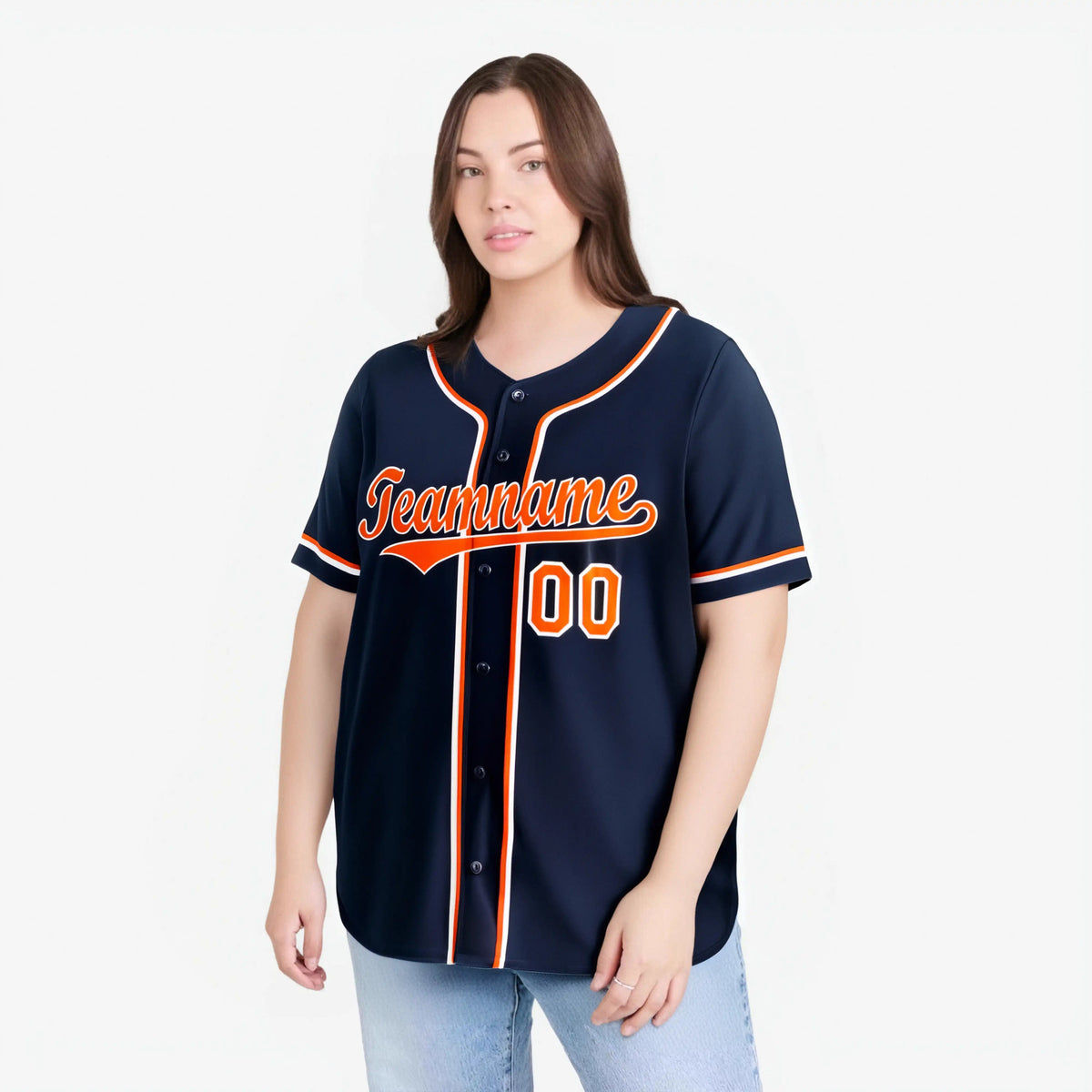 Custom Navy Orange White Authentic Baseball Jersey