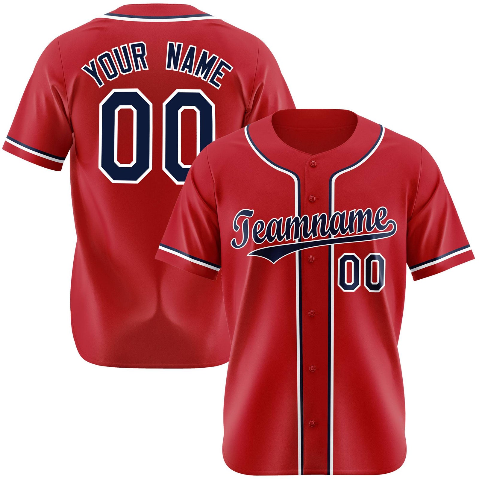 Custom Royal Red Navy White Authentic Baseball Jersey