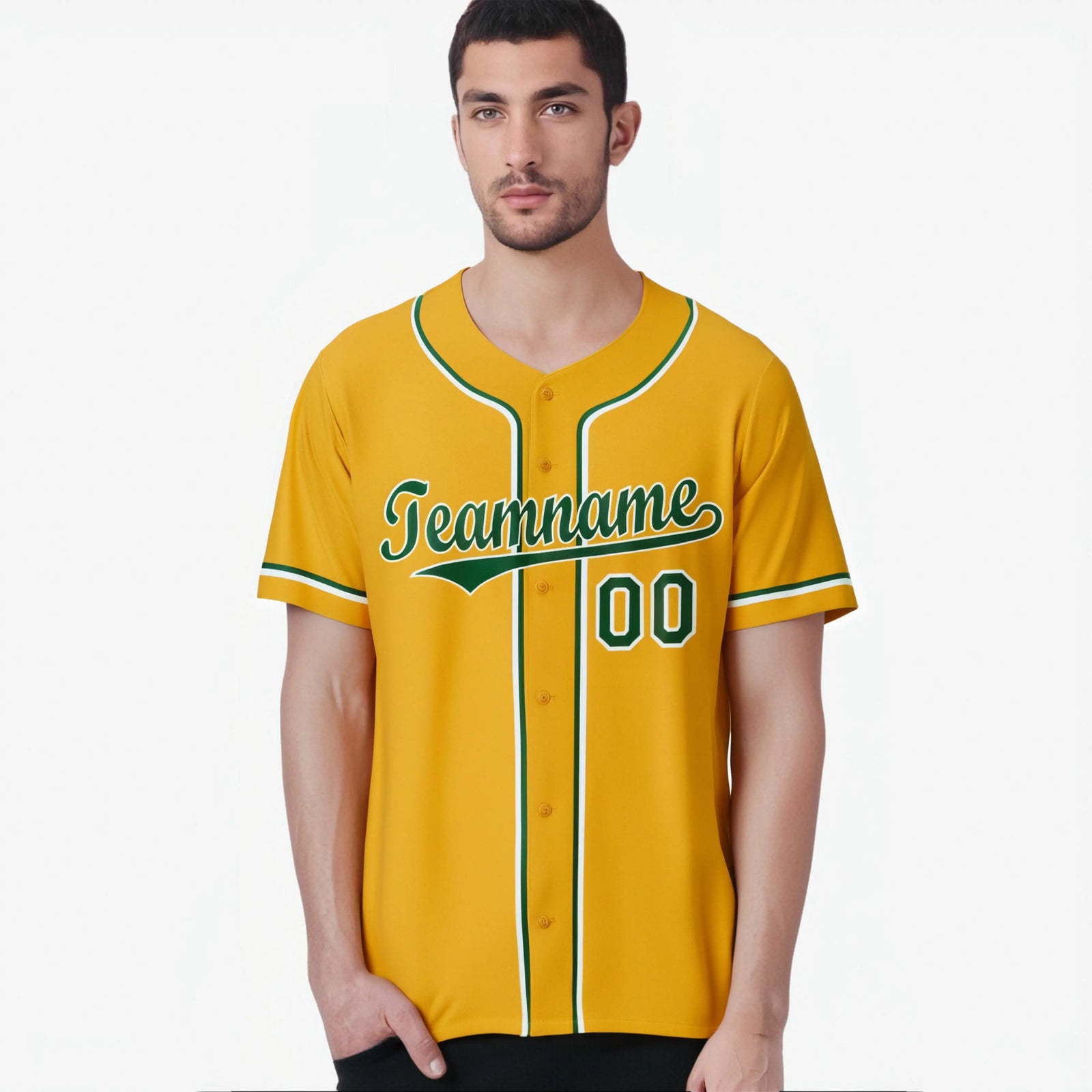 Custom Gold Green White Authentic Baseball Jersey