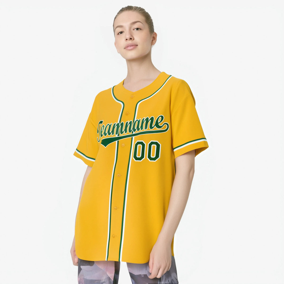 Custom Gold Green White Authentic Baseball Jersey