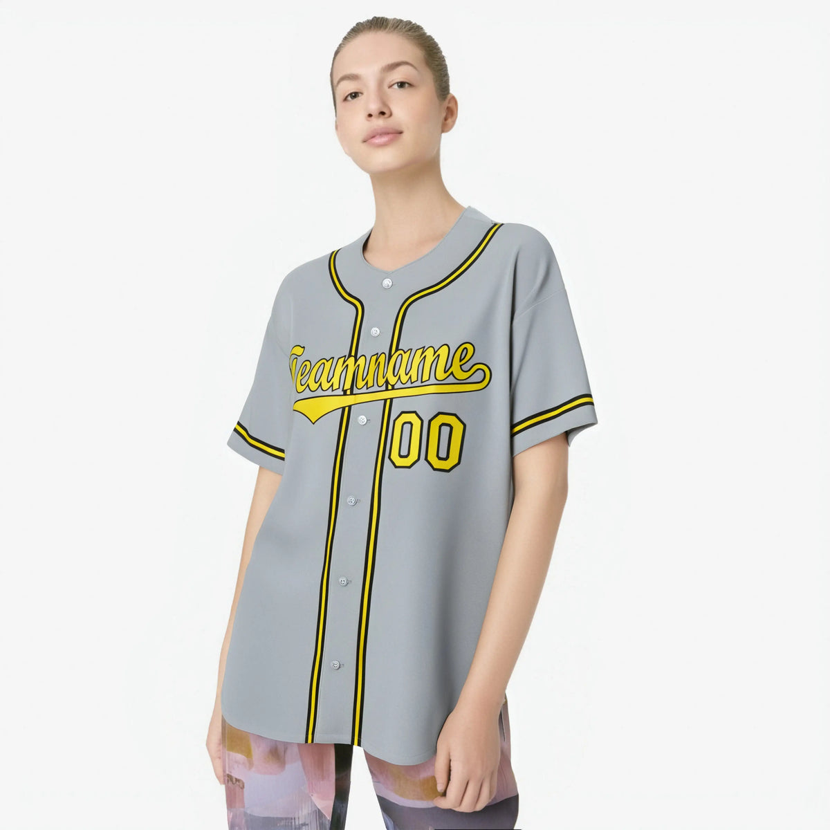 Custom Gray Yellow Black Authentic Baseball Jersey