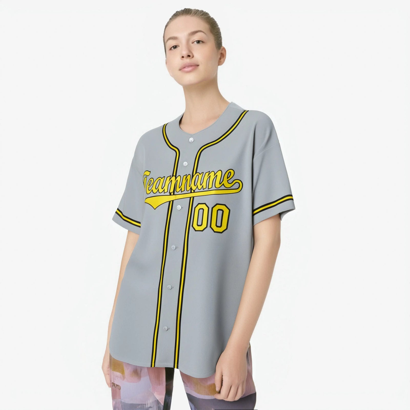 Custom Gray Yellow Black Authentic Baseball Jersey
