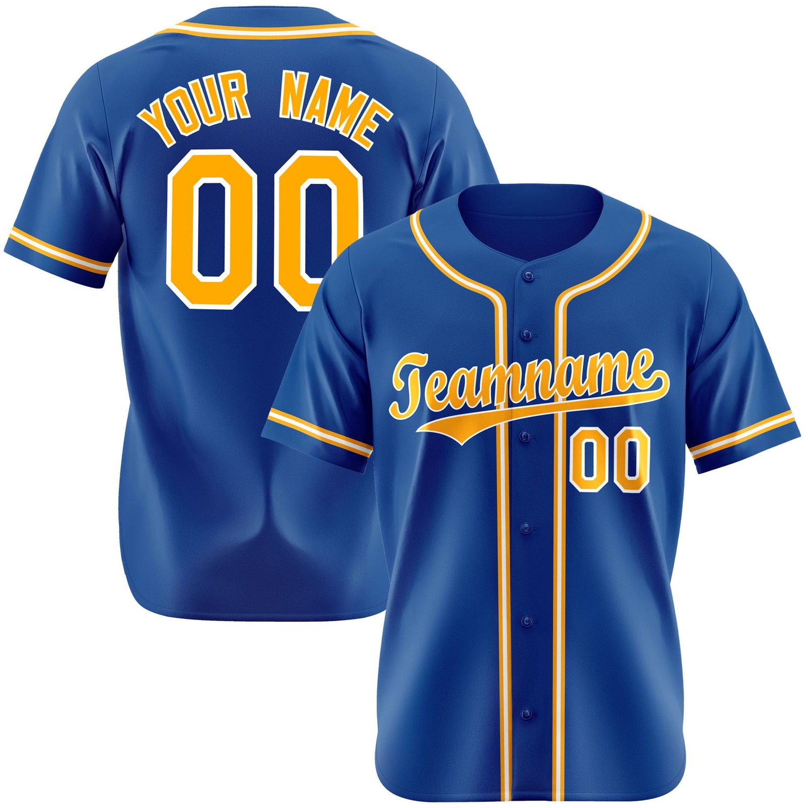 Custom Royal Blue Yellow White Authentic Baseball Jersey