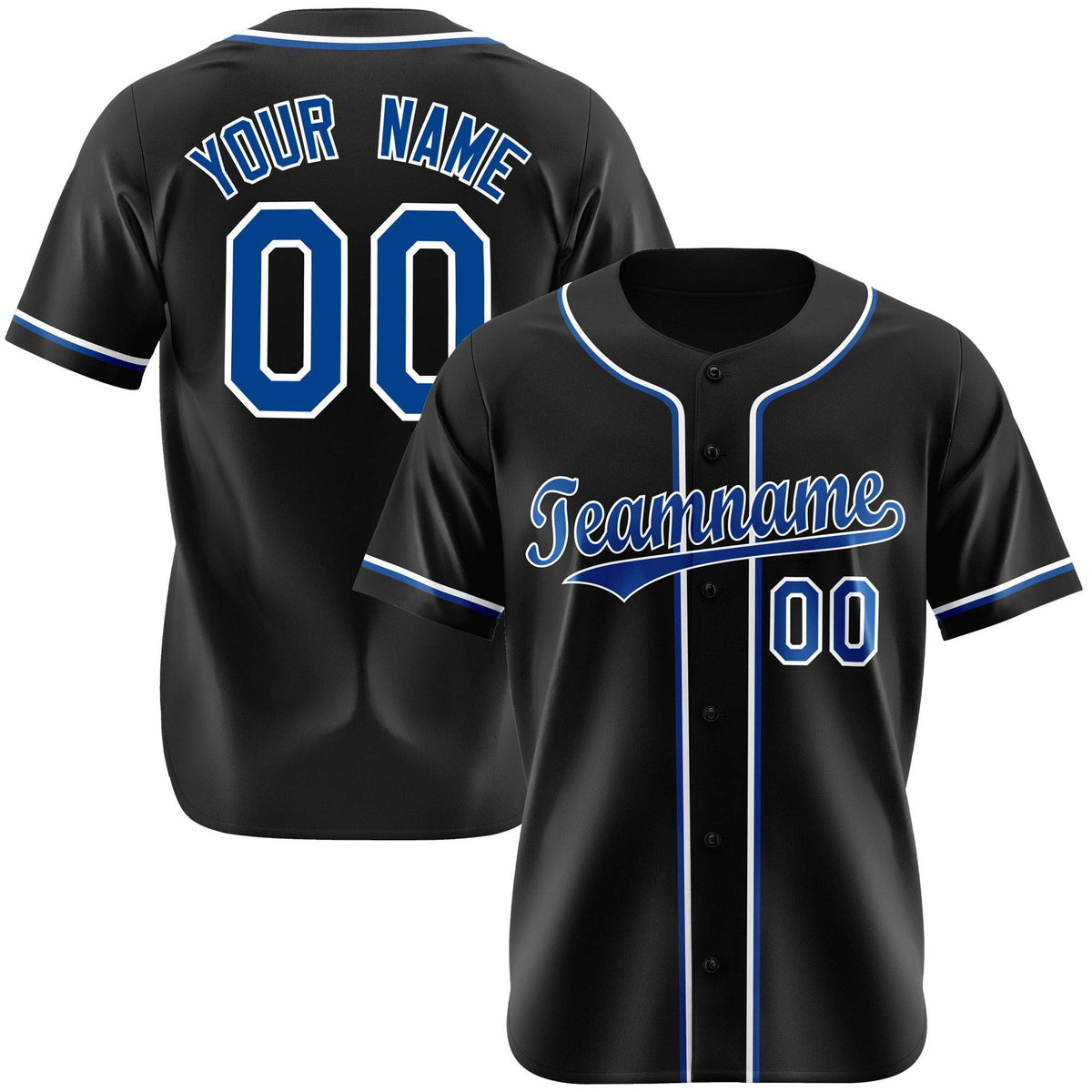 Custom Black Blue White Authentic Baseball Jersey