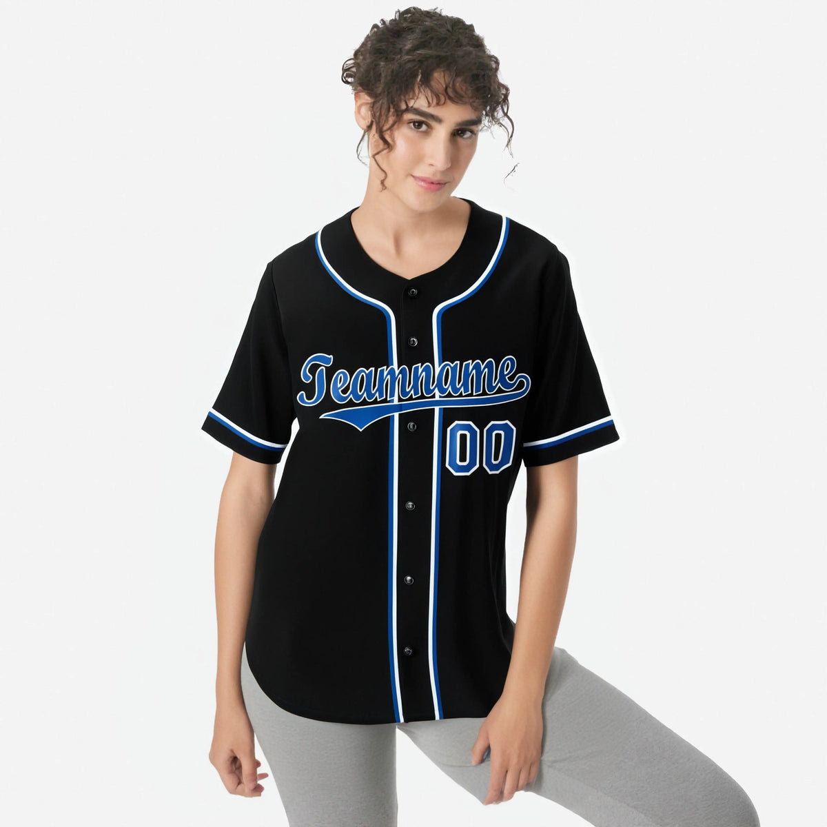 Custom Black Blue White Authentic Baseball Jersey
