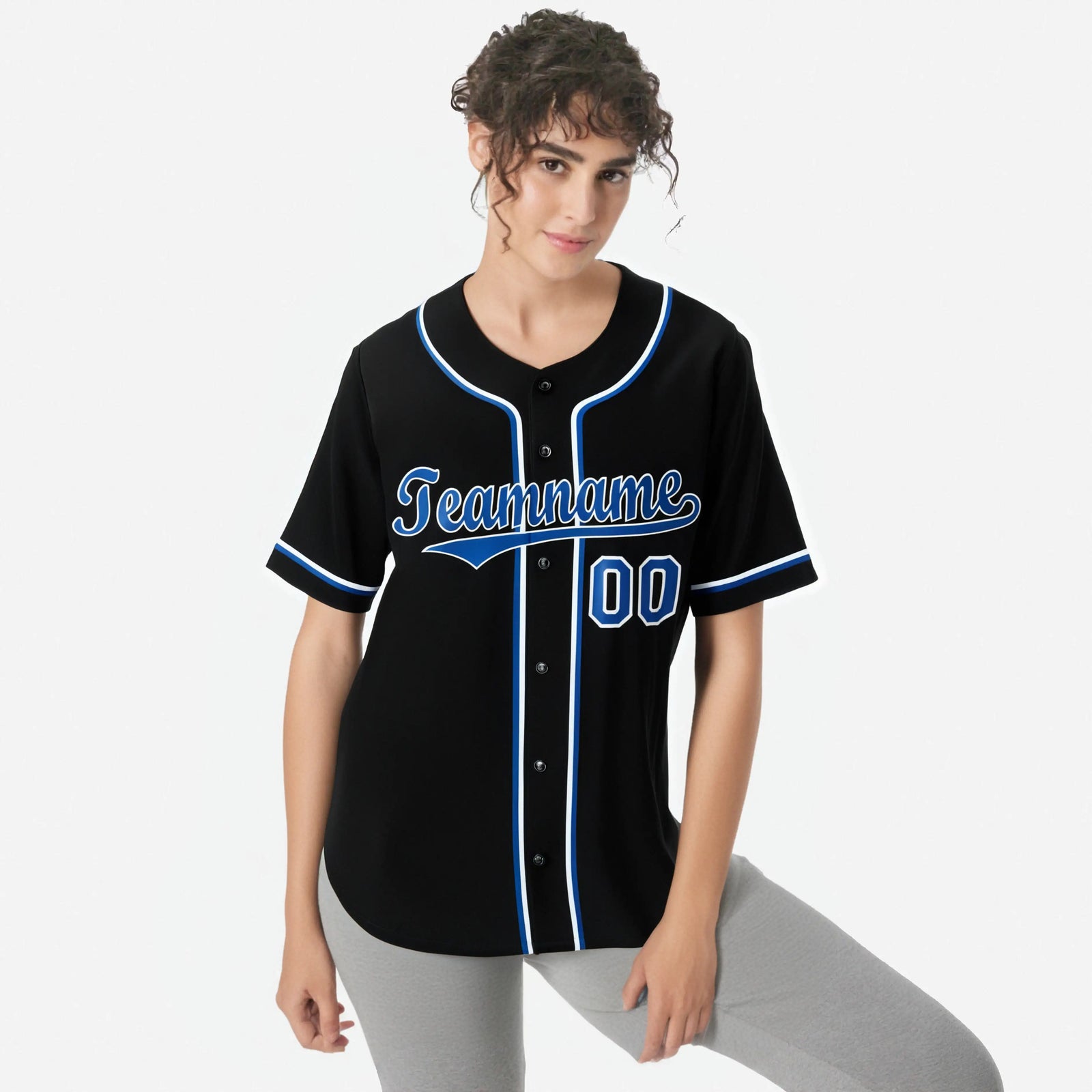 Custom Black Blue White Authentic Baseball Jersey