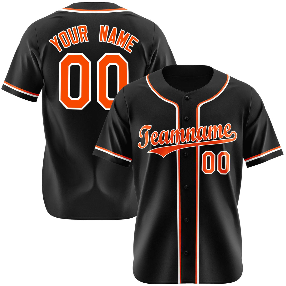 Custom Black Orange White Authentic Baseball Jersey
