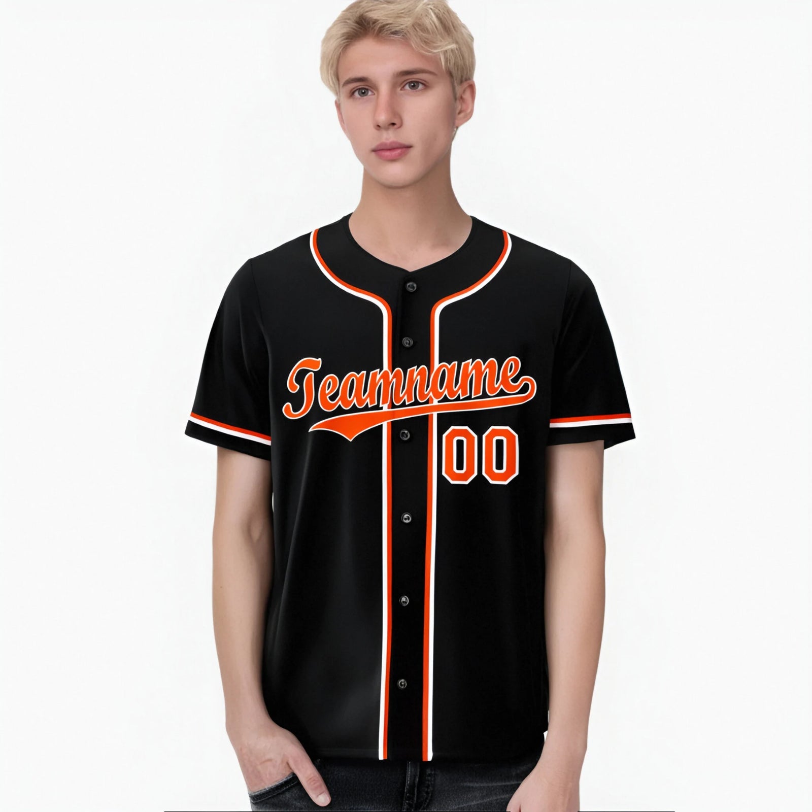 Custom Black Orange White Authentic Baseball Jersey