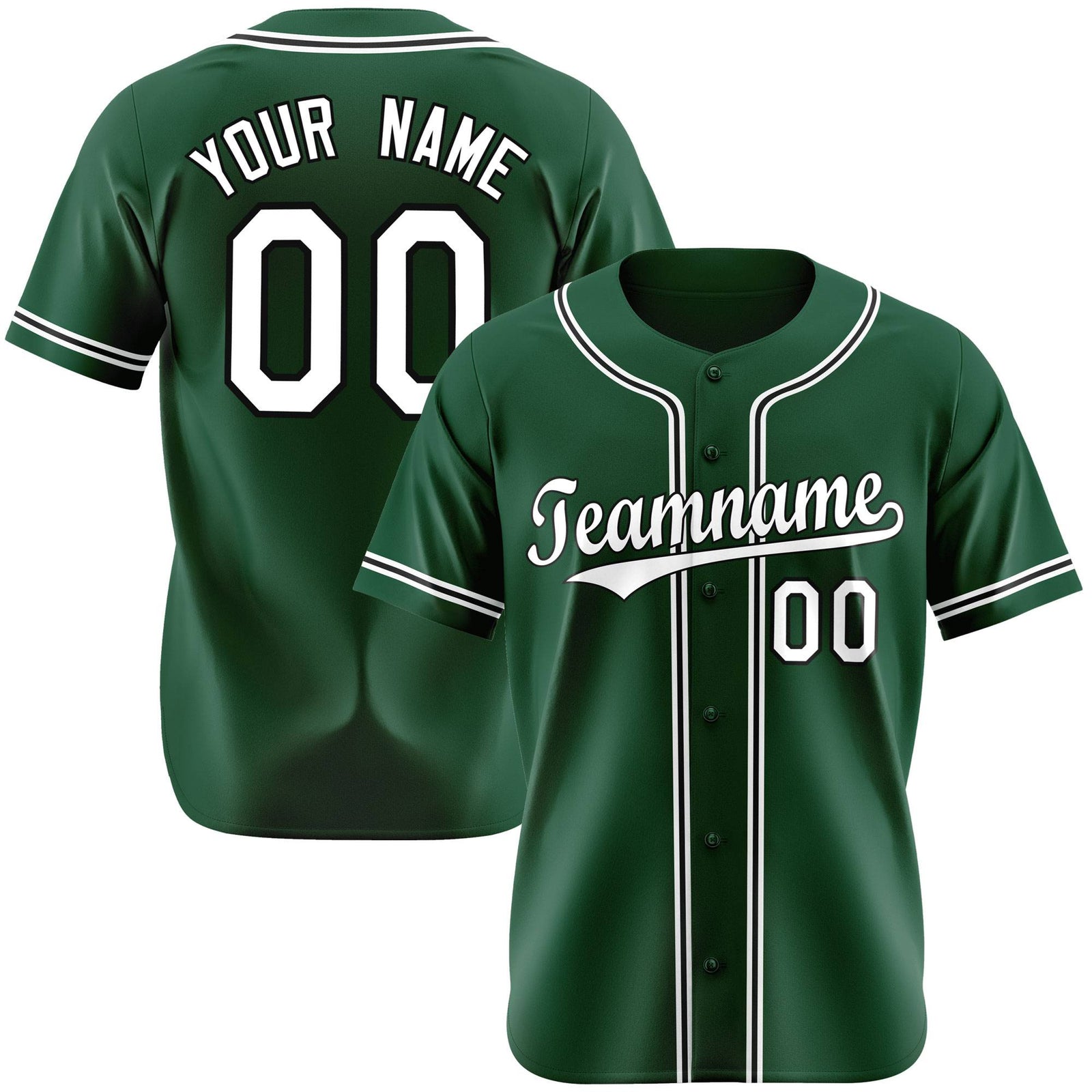 Custom Green White Black Authentic Baseball Jersey