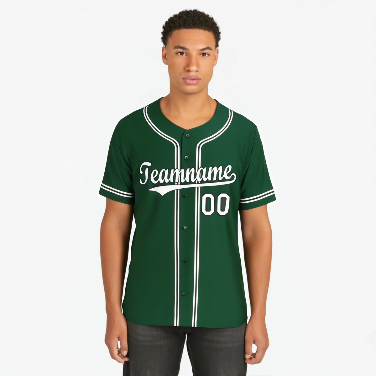 Custom Green White Black Authentic Baseball Jersey