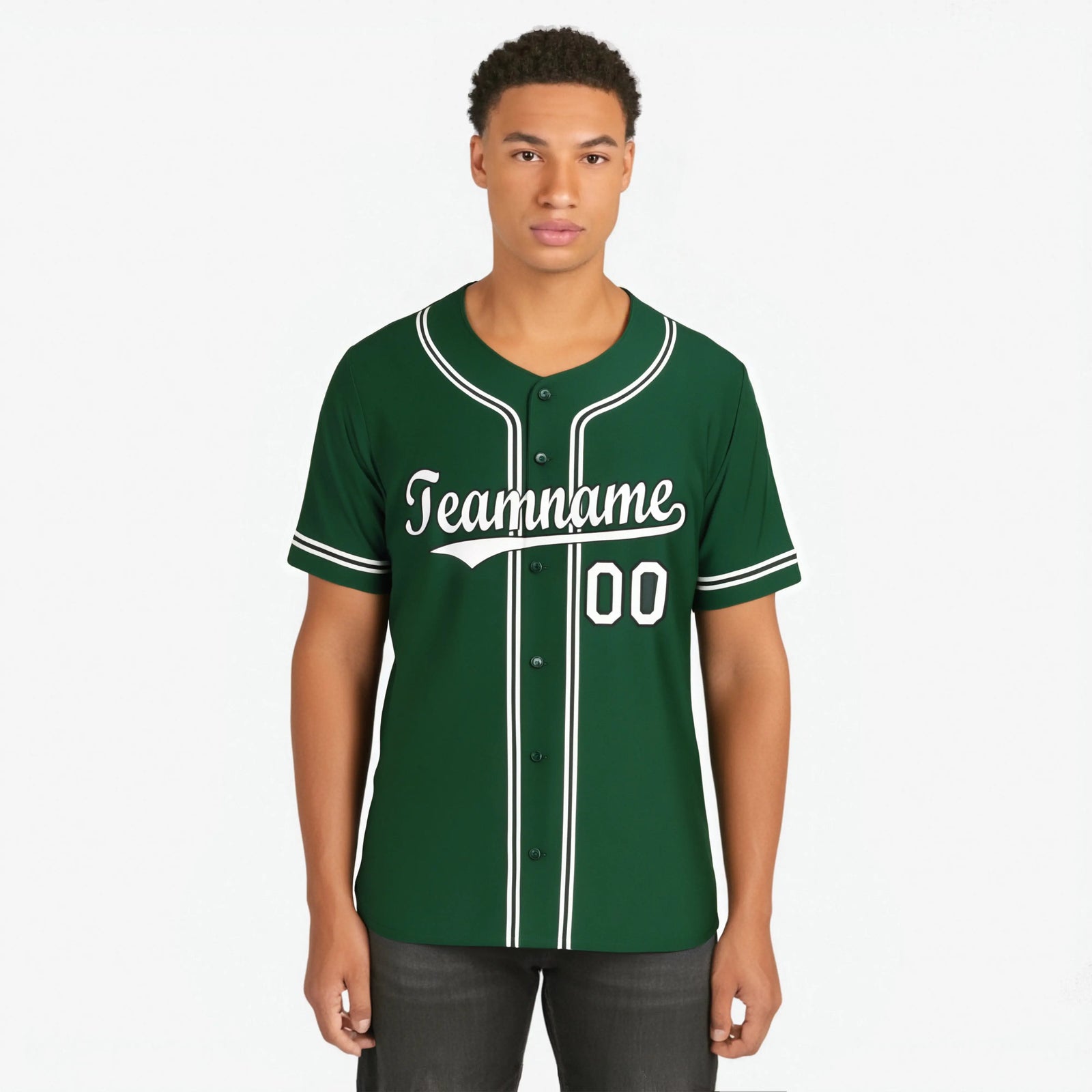 Custom Green White Black Authentic Baseball Jersey