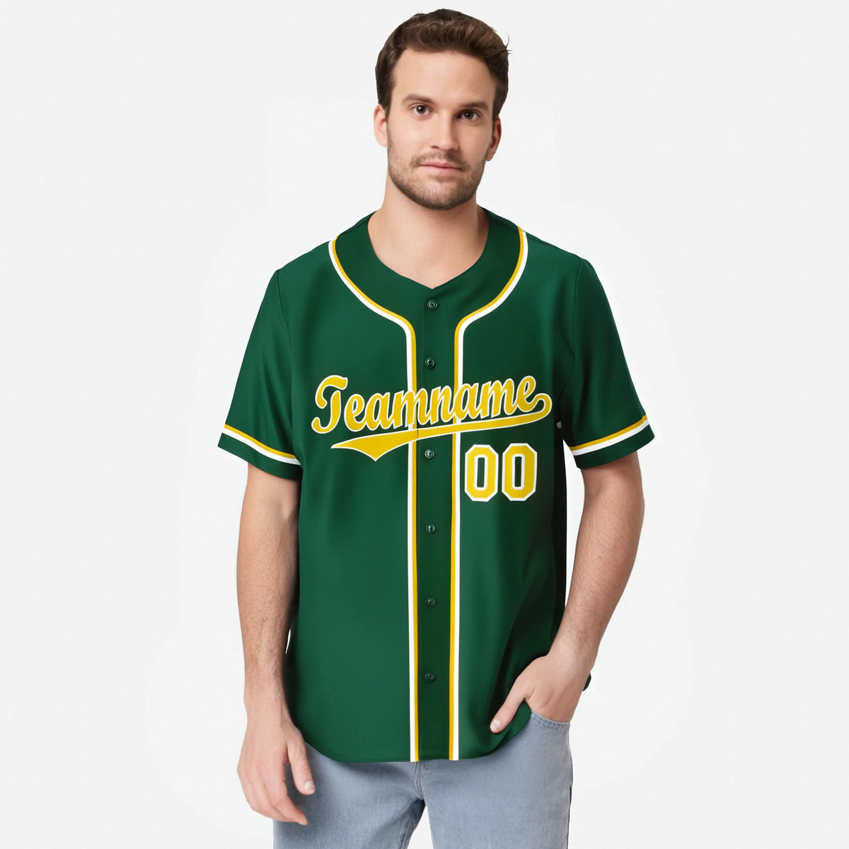 Custom Green Yellow White Authentic Baseball Jersey