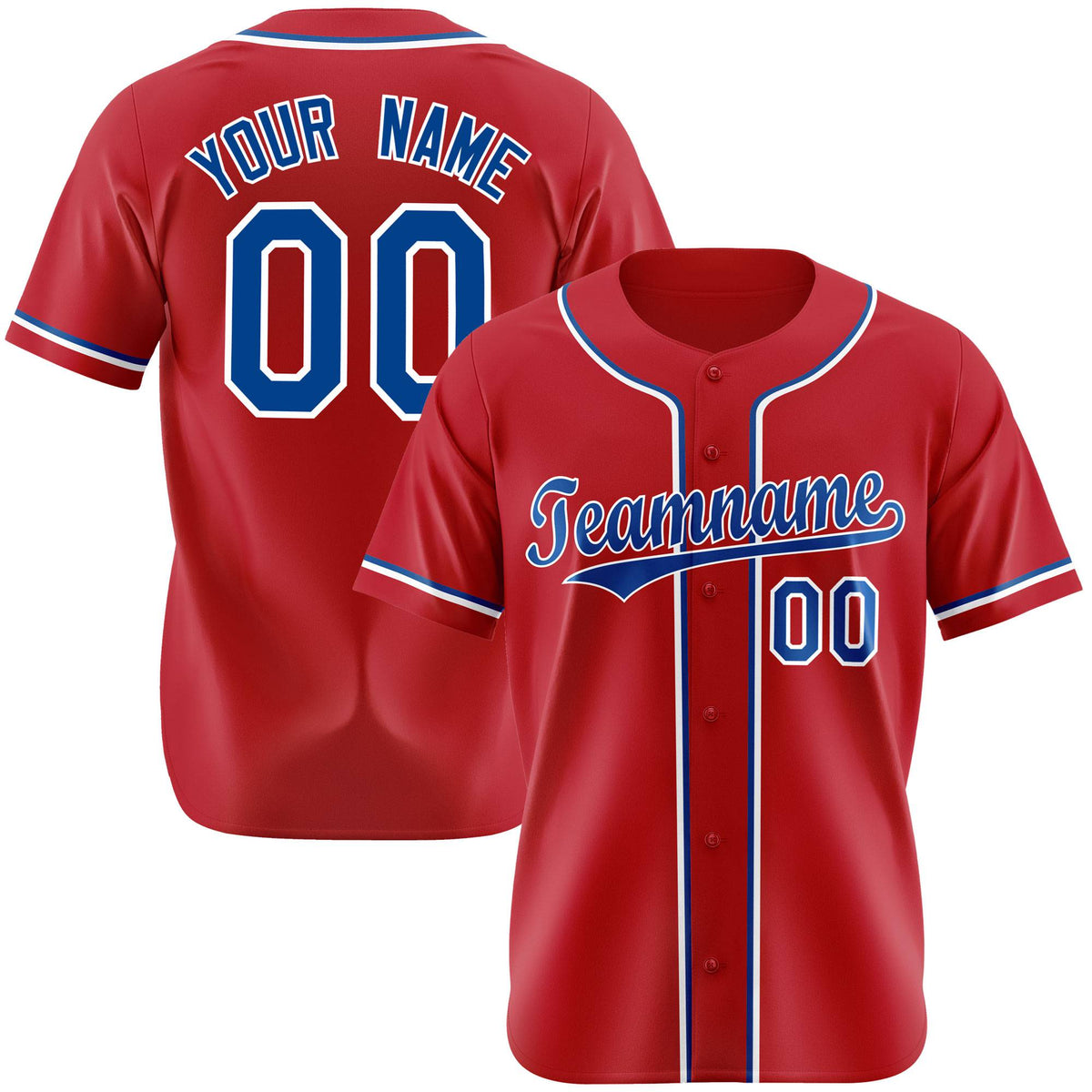 Custom Red Blue White Authentic Baseball Jersey