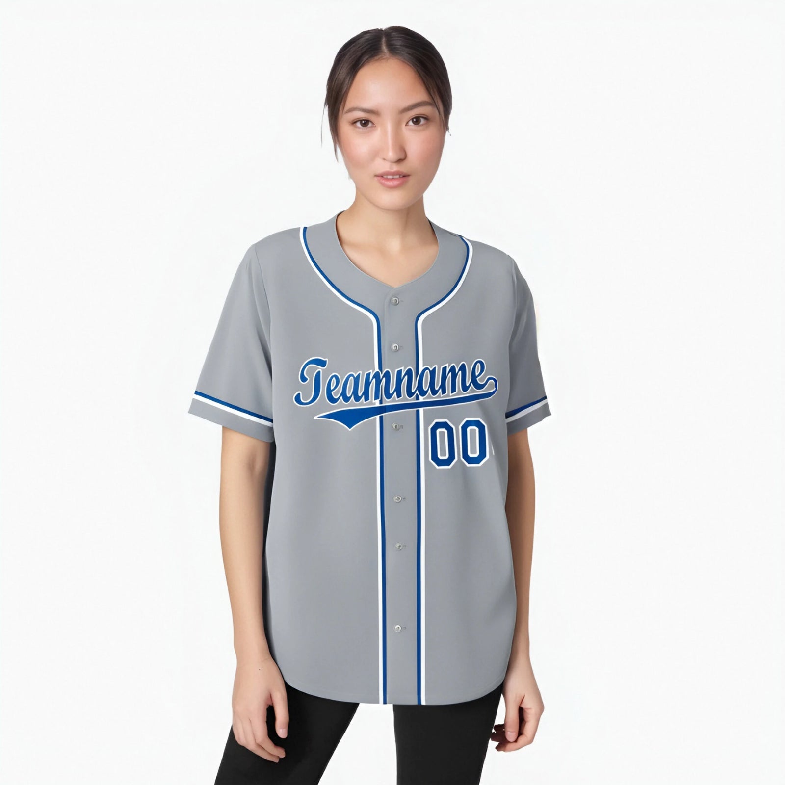 Custom Gray Blue White Authentic Baseball Jersey