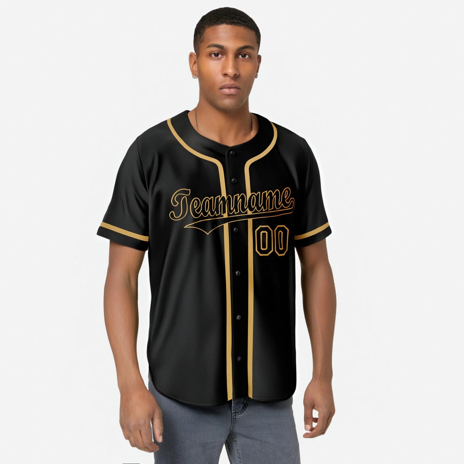 Custom Black Old Gold Authentic Baseball Jersey