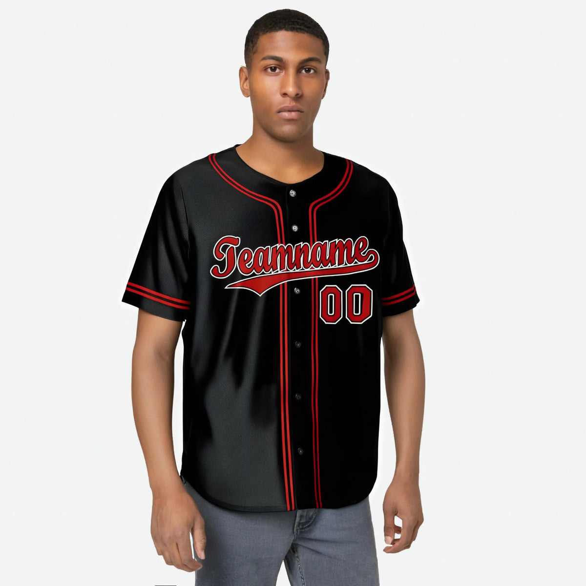 Custom Black Red White Authentic Baseball Jersey