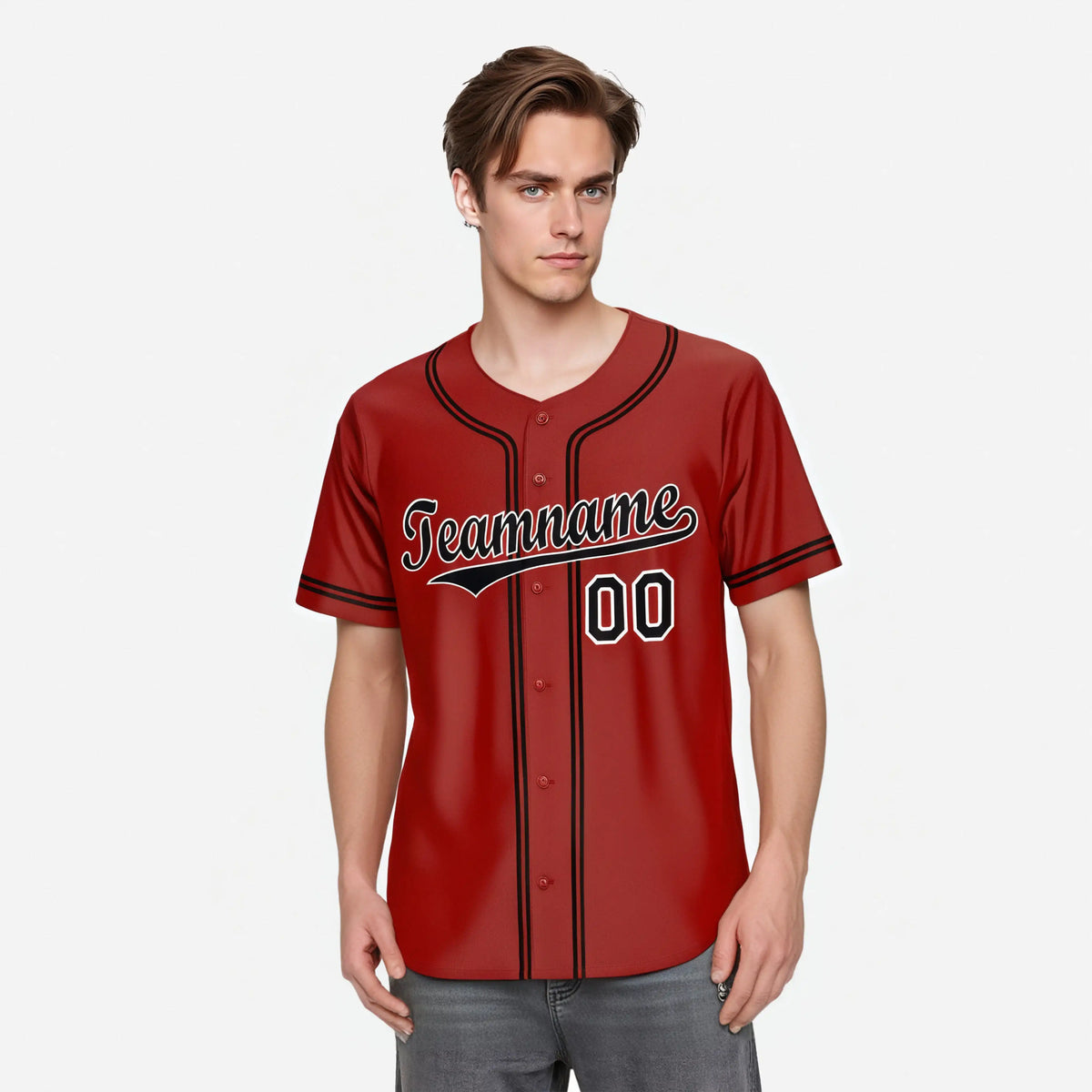 Custom Red Black White Authentic Baseball Jersey
