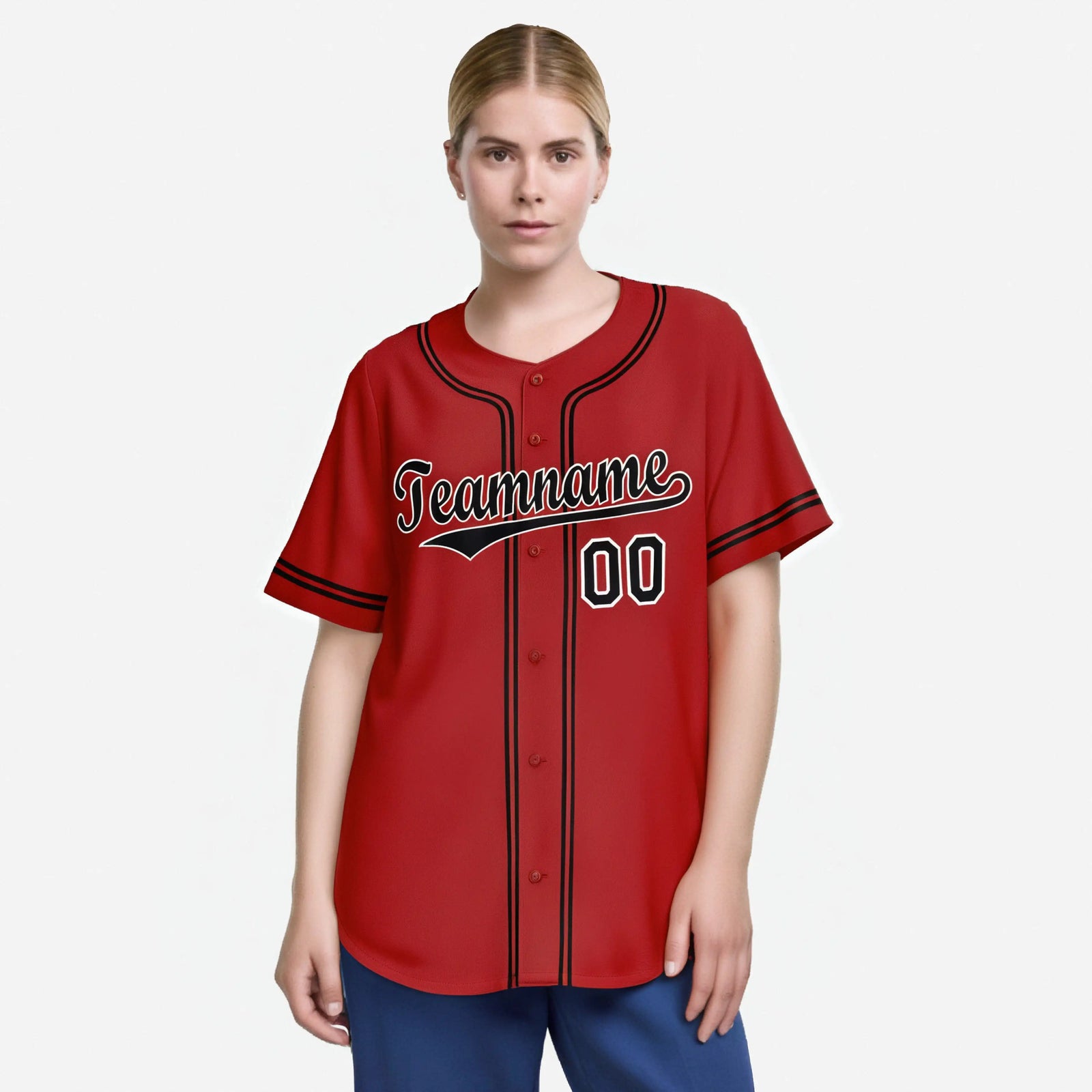 Custom Red Black White Authentic Baseball Jersey