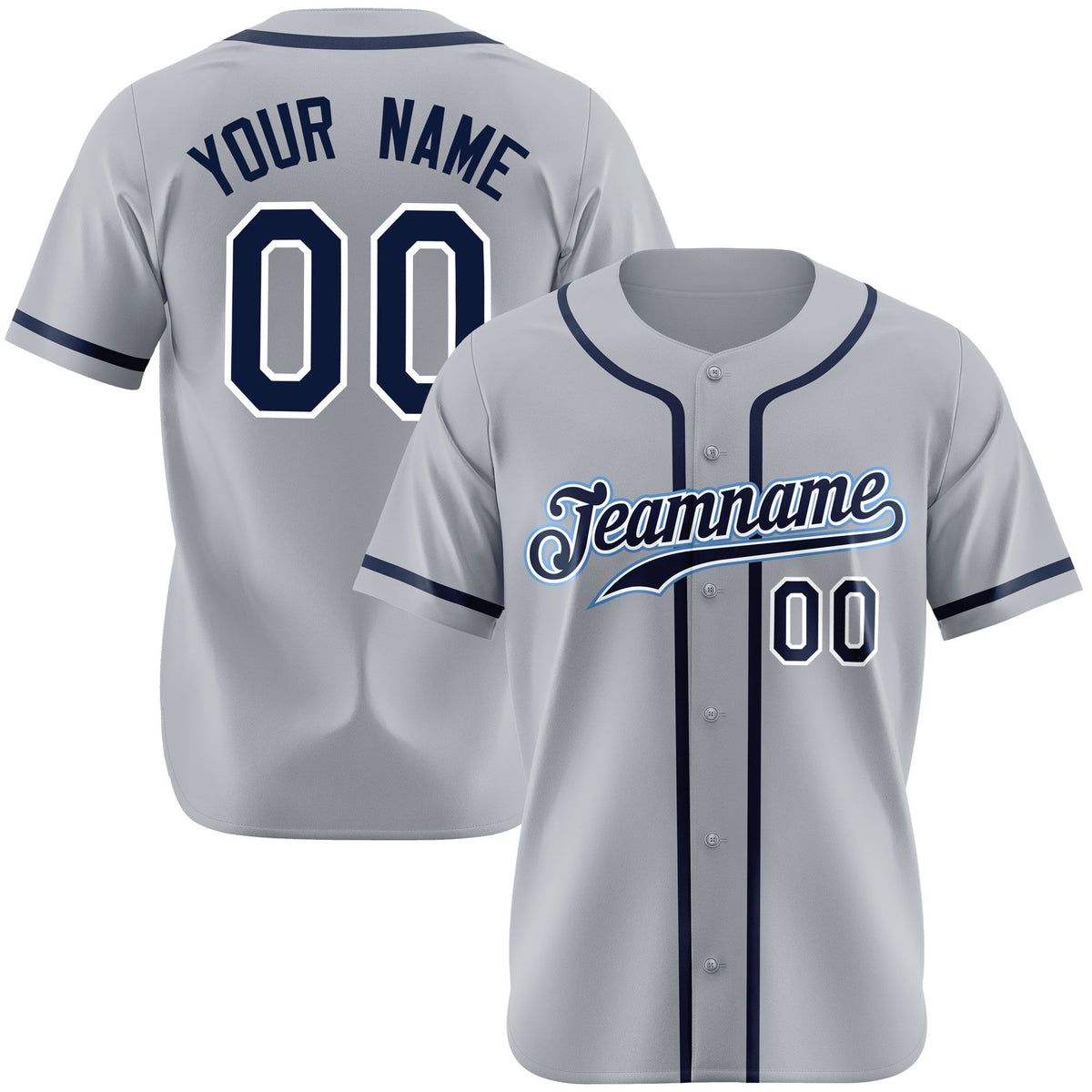 Custom Gray Navy Authentic Baseball Jersey