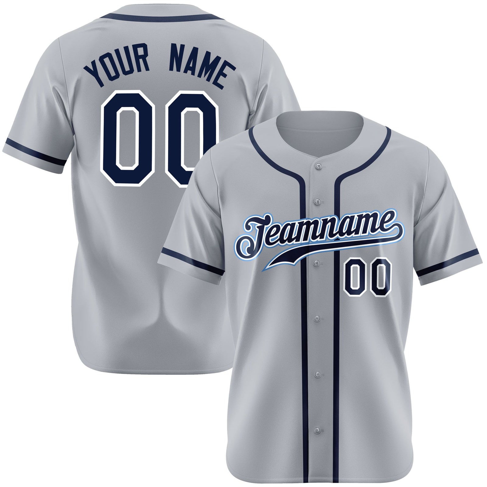 Custom Gray Navy Authentic Baseball Jersey
