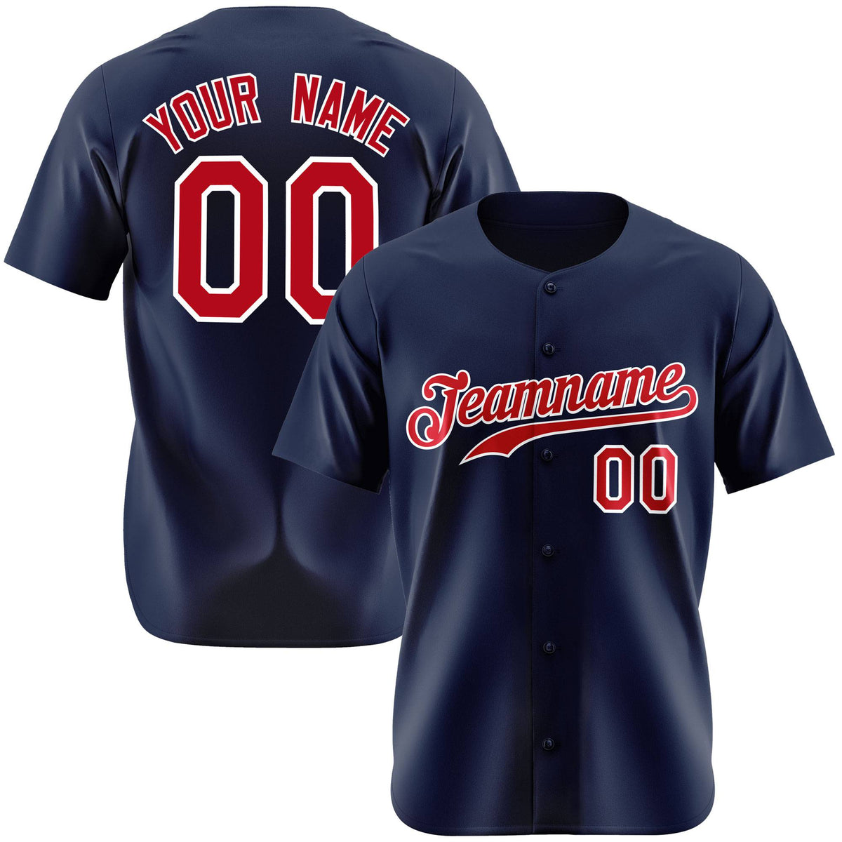 Custom Navy Royal Red Authentic Baseball Jersey
