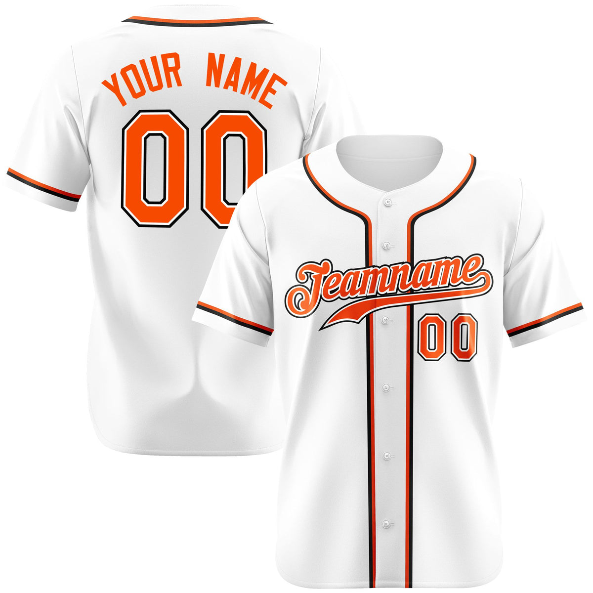 Custom White Orange Black Authentic Baseball Jersey
