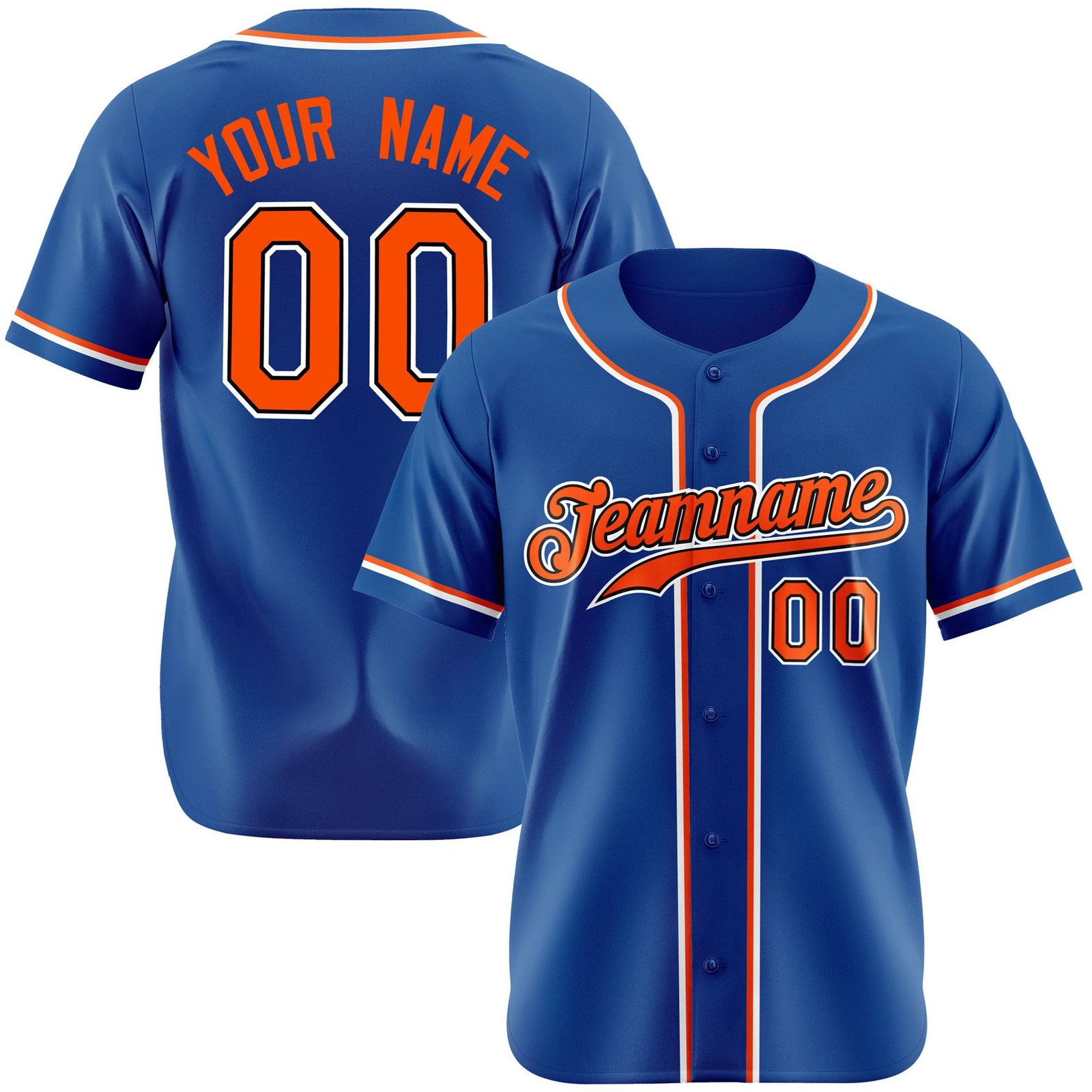 Custom Royal Blue Orange White Authentic Baseball Jersey