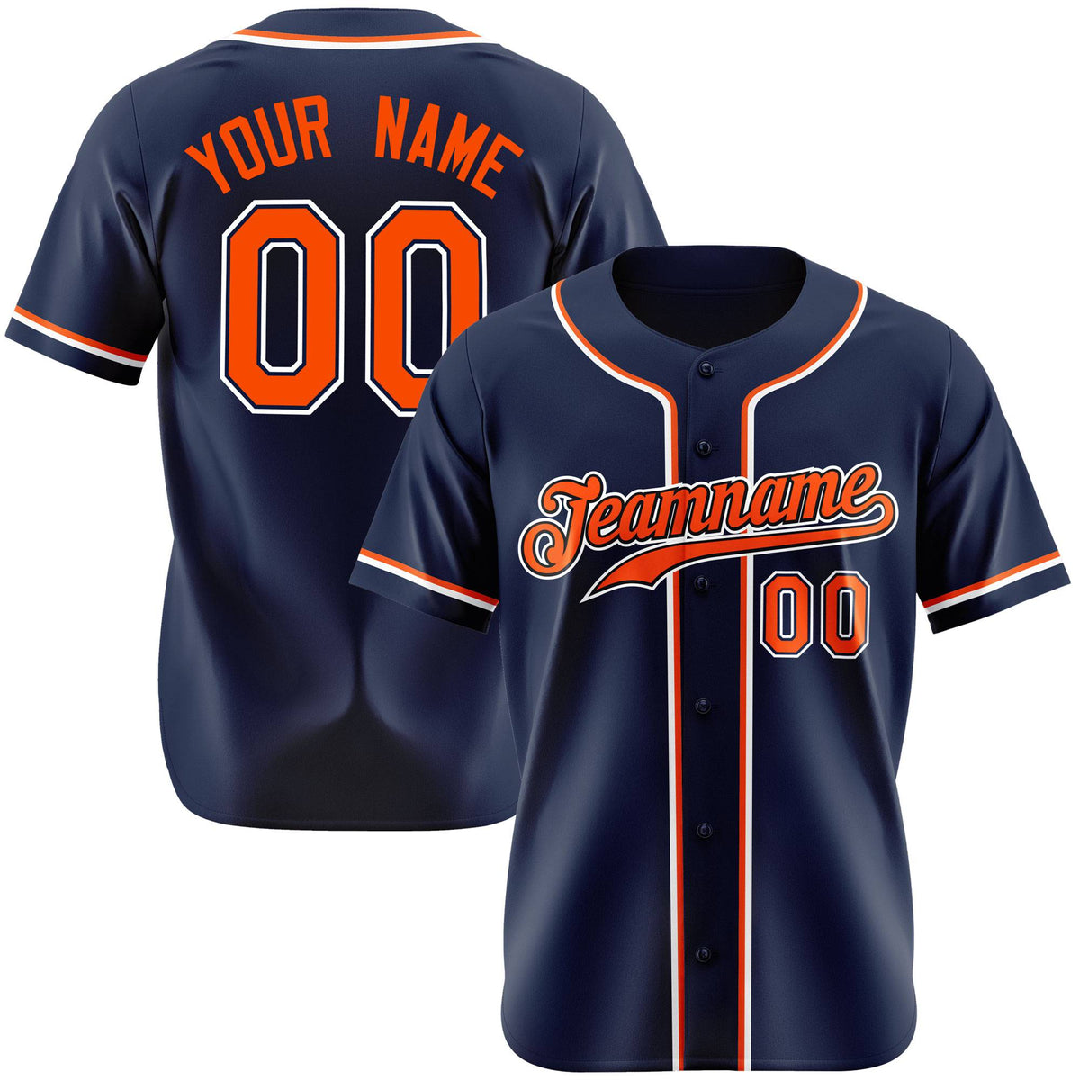 Custom Navy Orange White Authentic Baseball Jersey