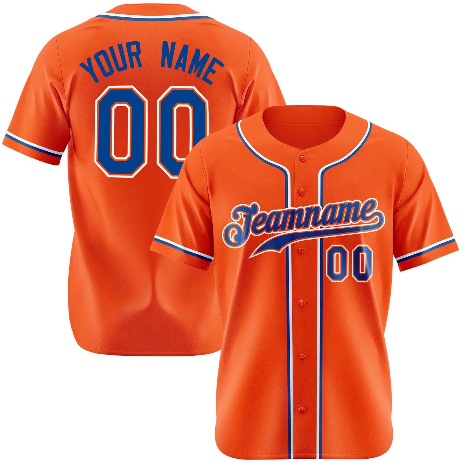 Custom Orange Royal Blue White Authentic Baseball Jersey