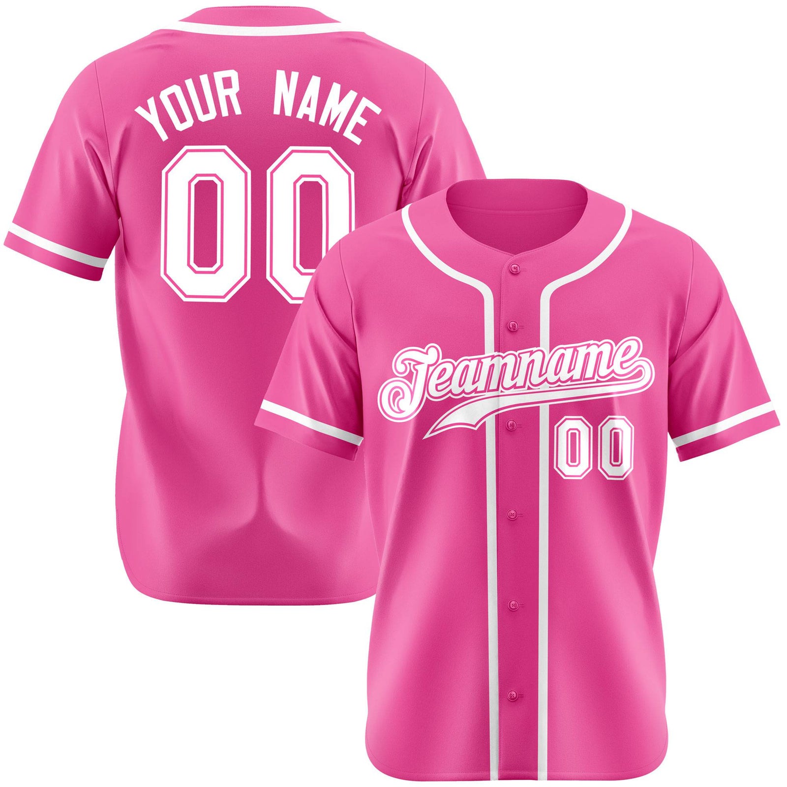 Custom Pink White Authentic Baseball Jersey