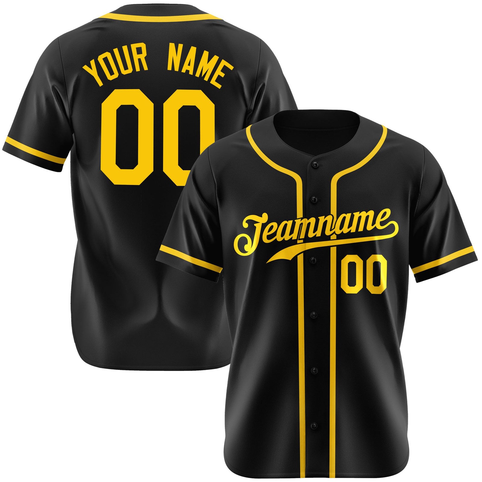Custom Black Gold Authentic Baseball Jersey
