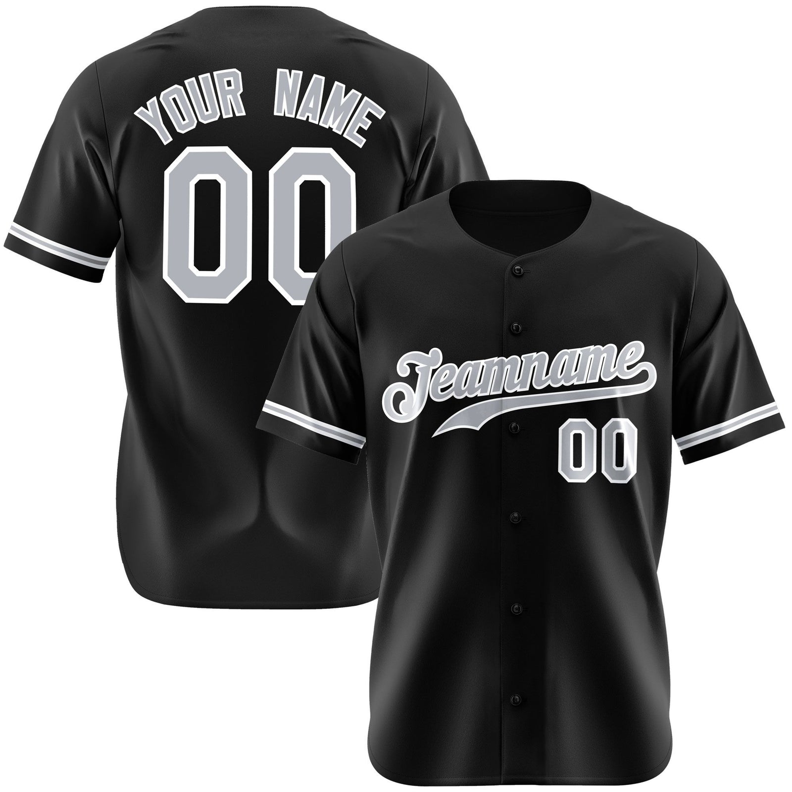 Custom Black Gray White Authentic Baseball Jersey