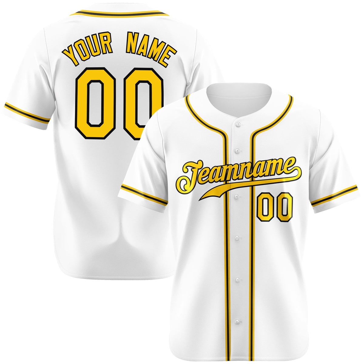 Custom White Yellow Black Authentic Baseball Jersey