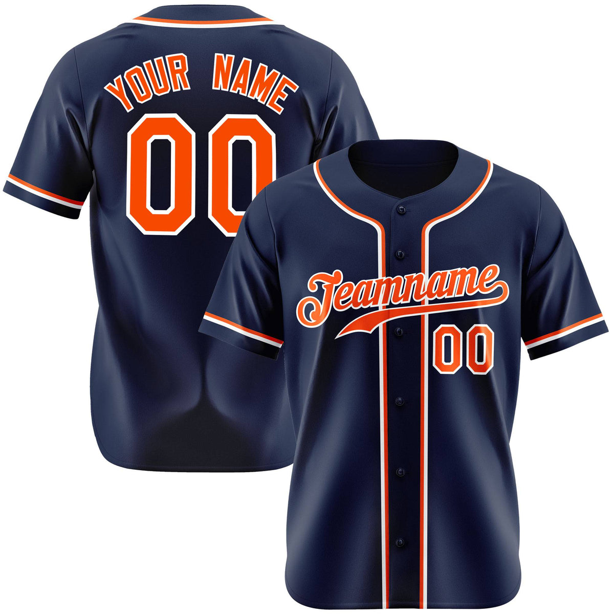 Custom Navy Orange White Authentic Baseball Jersey