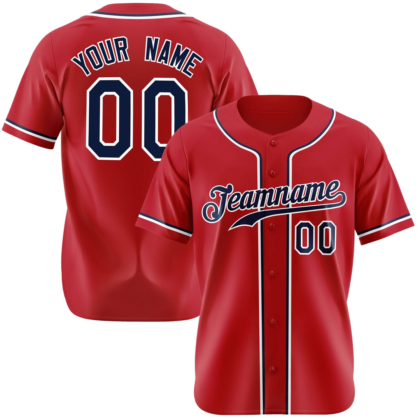 Custom Royal Red Navy White Authentic Baseball Jersey
