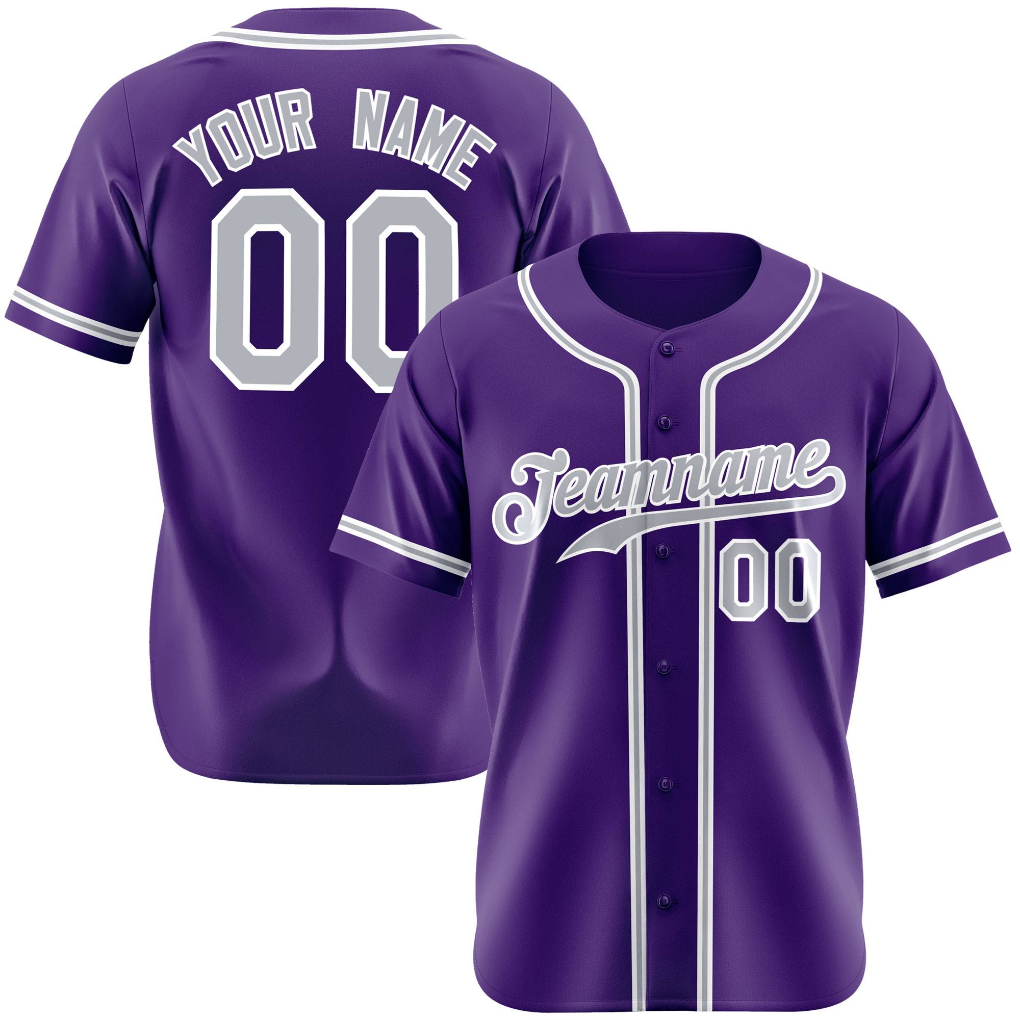 Custom Purple Gray White Authentic Baseball Jersey