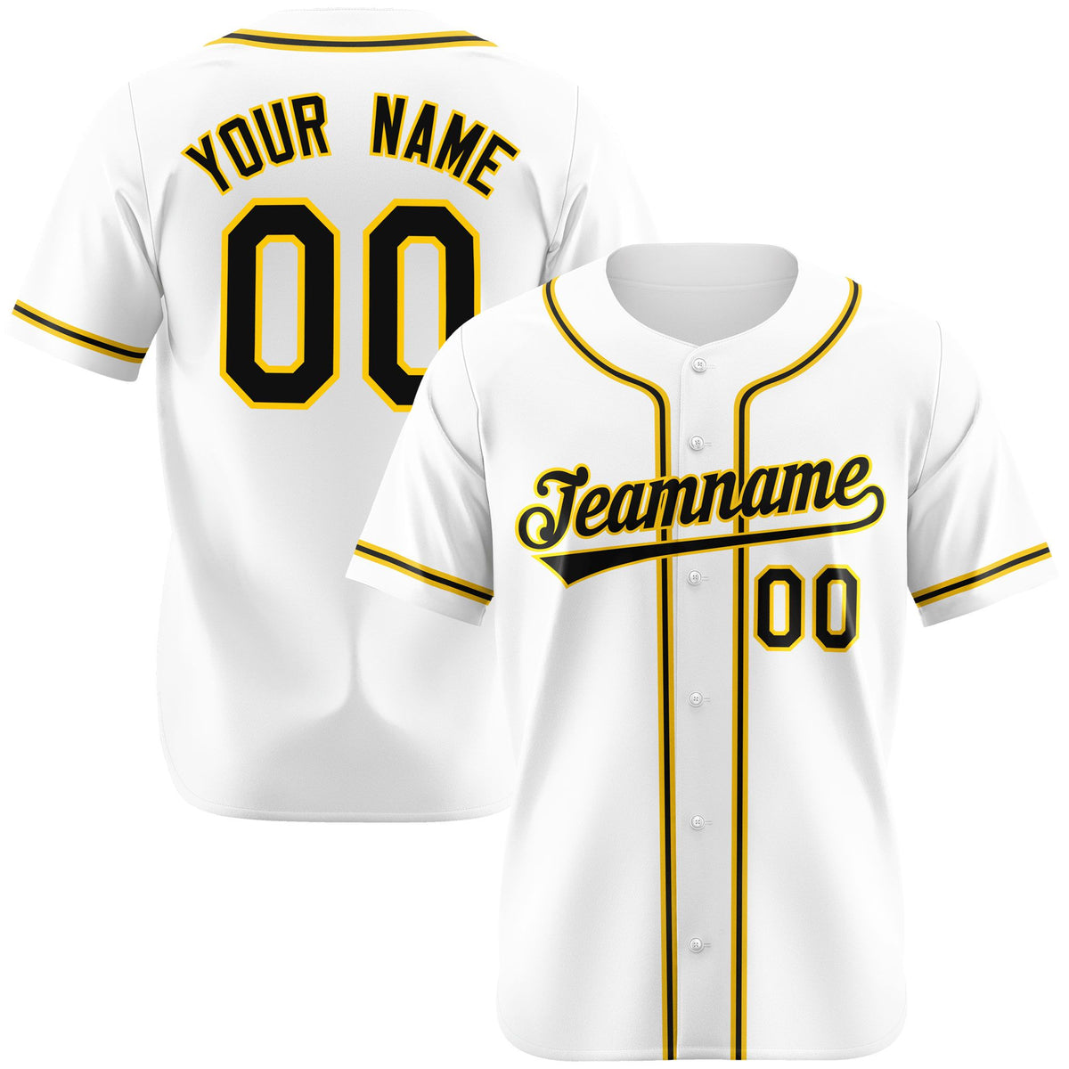 Custom White Black Yellow Authentic Baseball Jersey