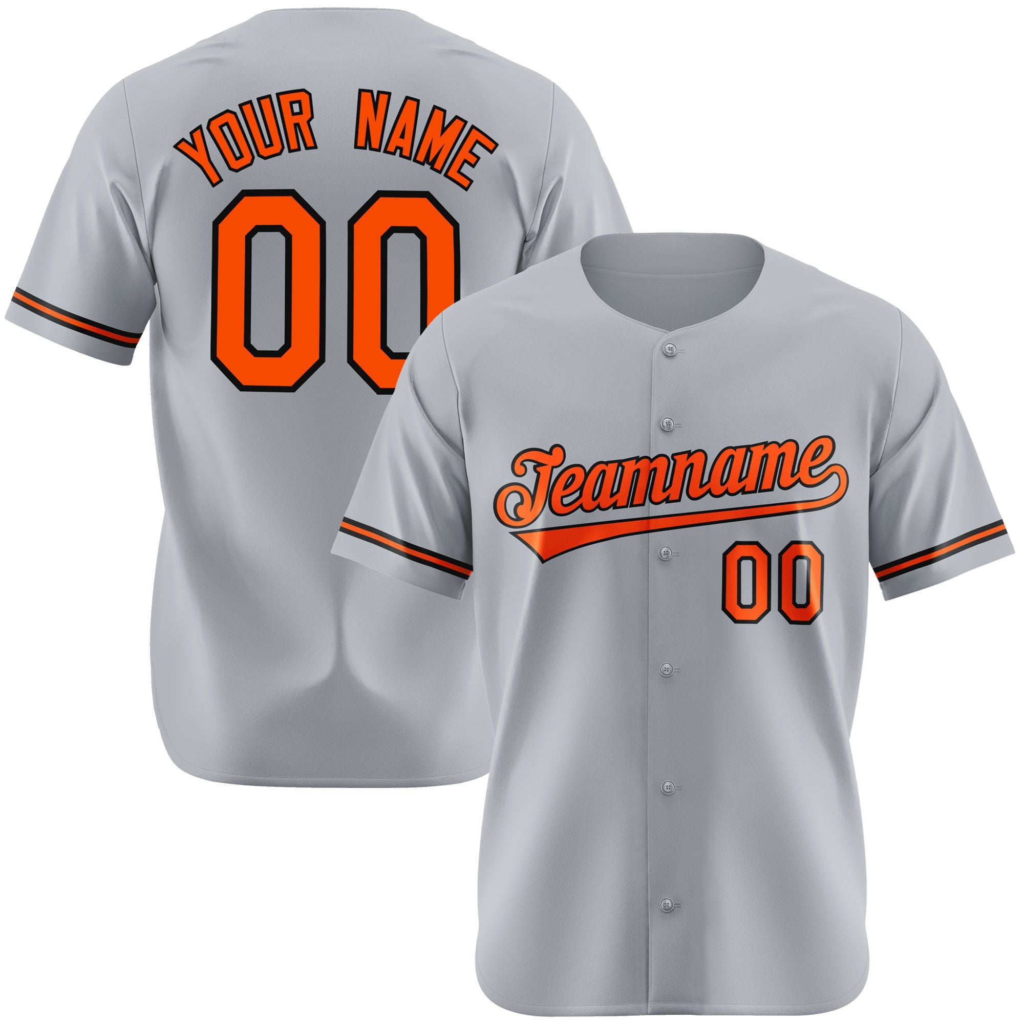 Custom Gray Orange Black Authentic Baseball Jersey