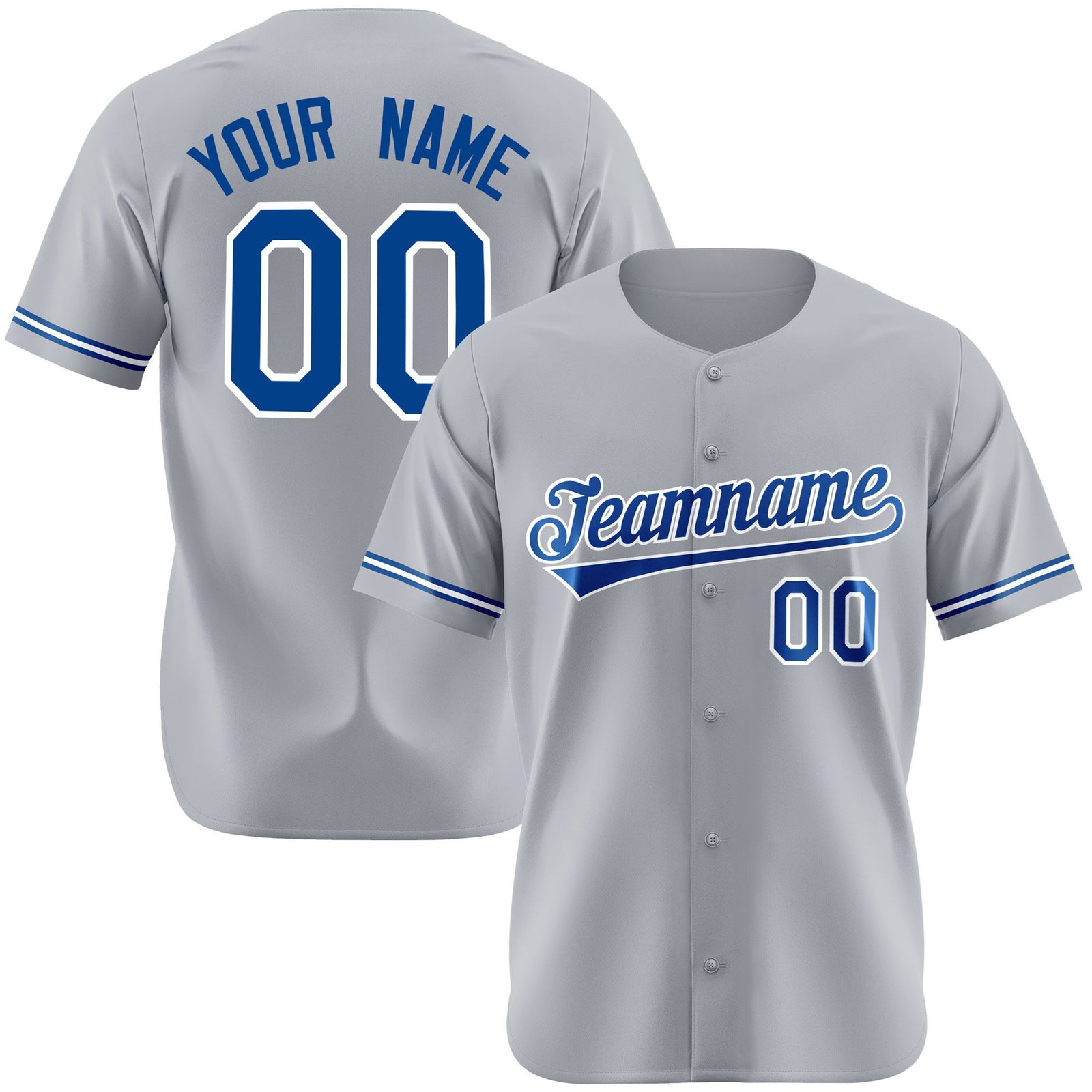 Custom Gray Blue White Authentic Baseball Jersey