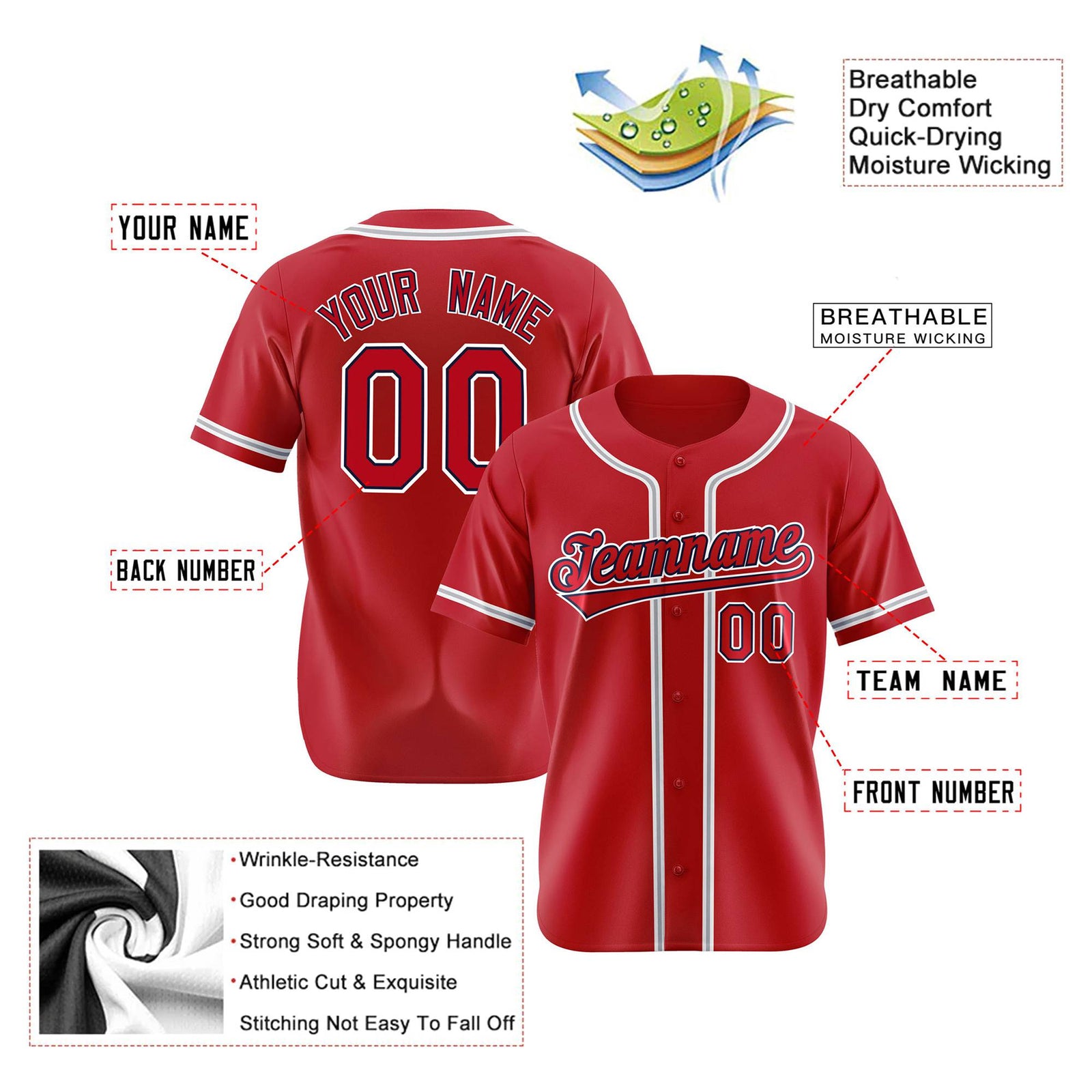 Custom Royal Red Gray Authentic Baseball Jersey