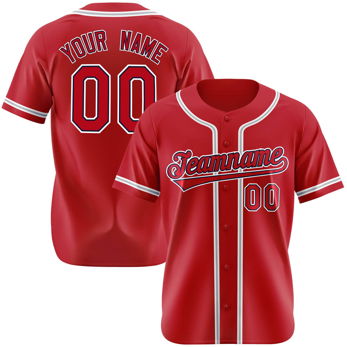 Custom Royal Red Gray Authentic Baseball Jersey